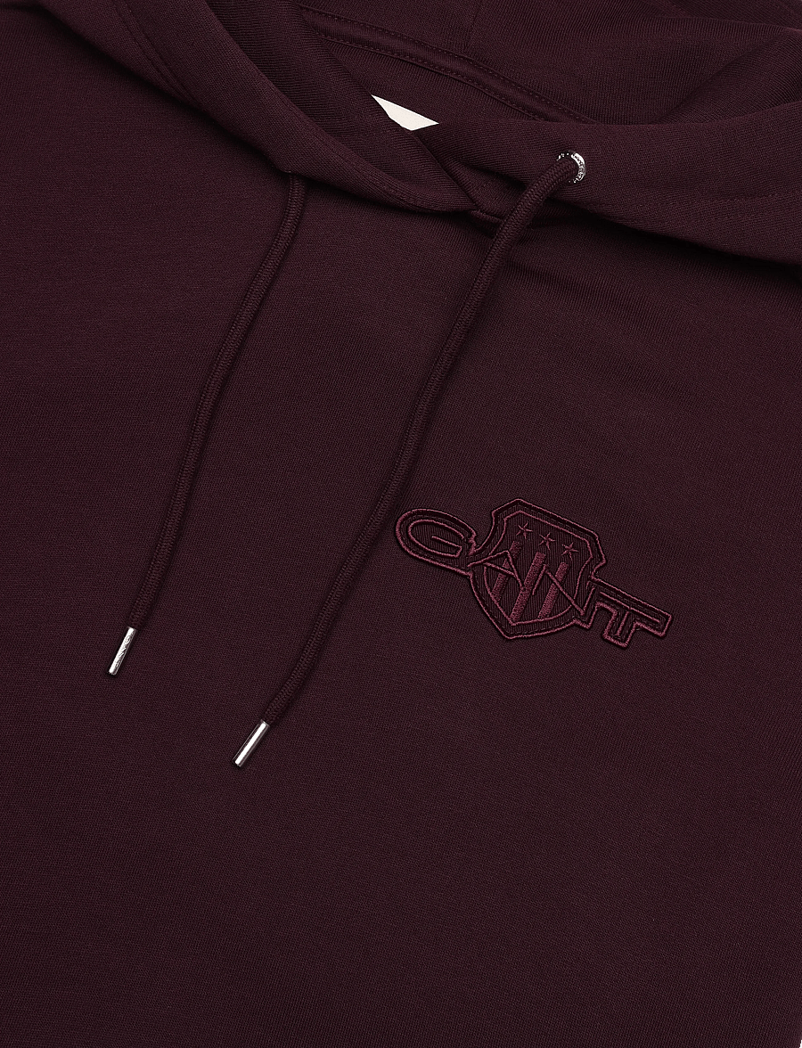 Gant - REG TONAL SHIELD HOODIE - hoodies - darkened wine - 5