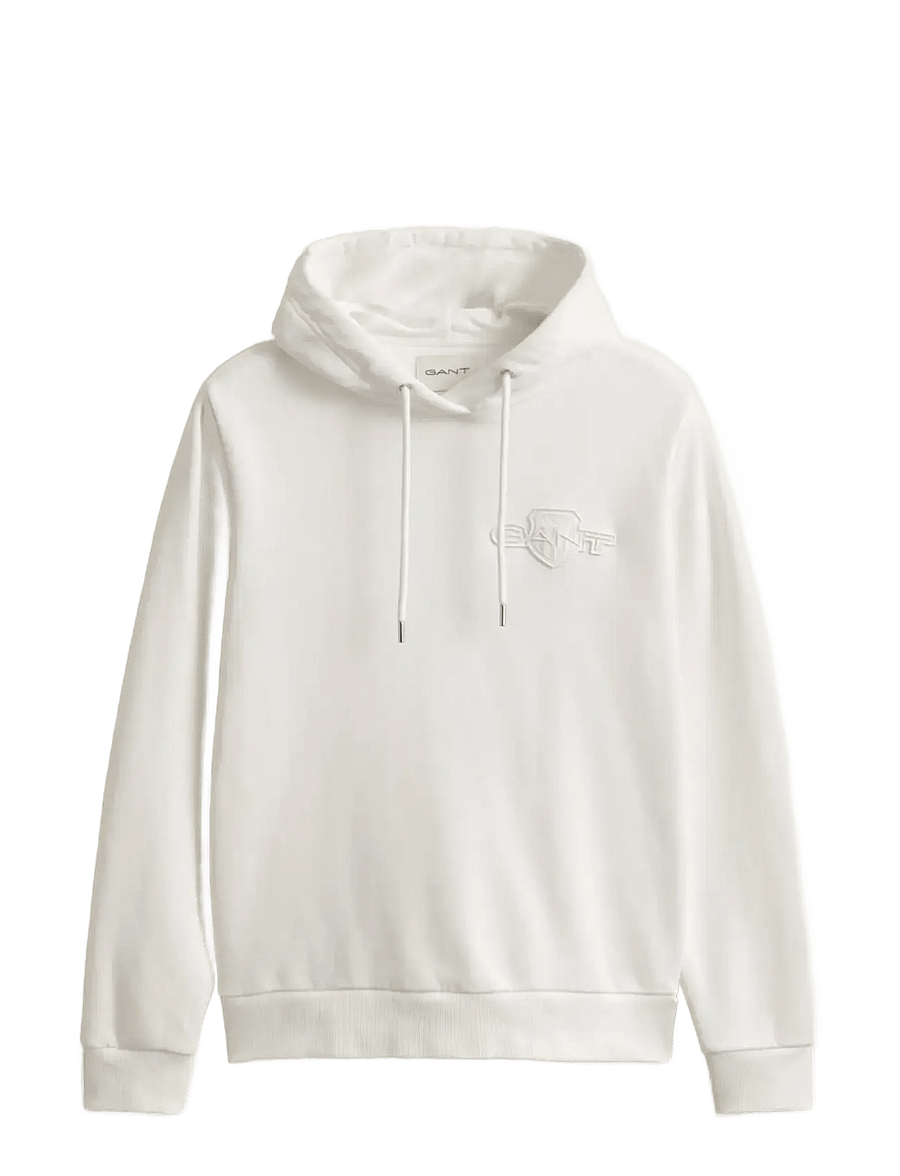 Gant - REG TONAL SHIELD HOODIE - kapuzenpullover - eggshell - 1