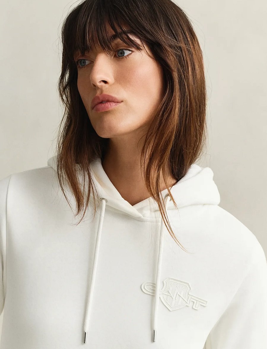 Gant - REG TONAL SHIELD HOODIE - kapuzenpullover - eggshell - 3
