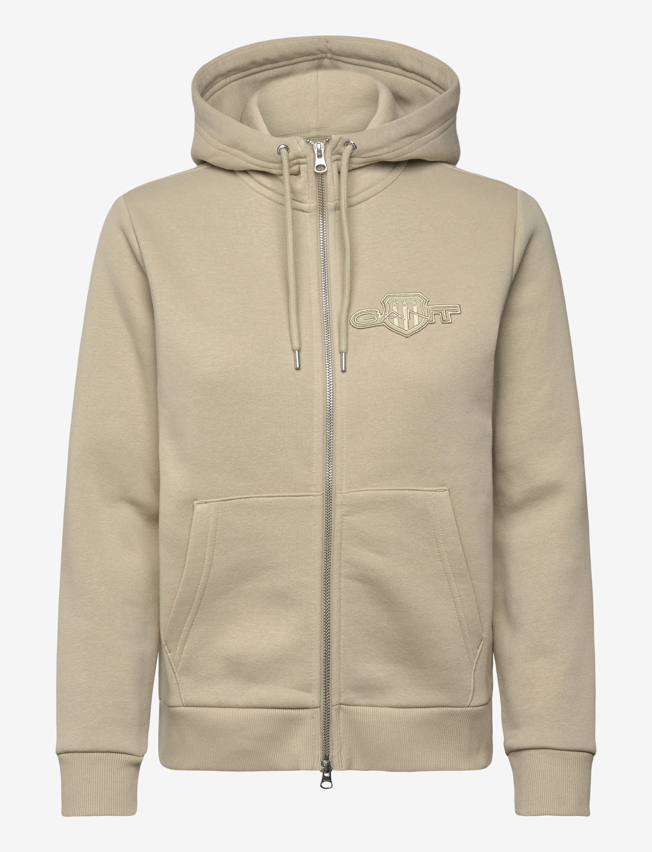 GANT - REG TONAL SHIELD ZIP HOODIE - hættetrøjer - country beige - 0
