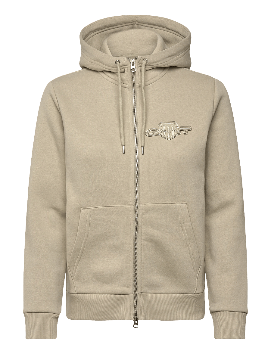 Gant - REG TONAL SHIELD ZIP HOODIE - kapuzenpullover - country beige - 1