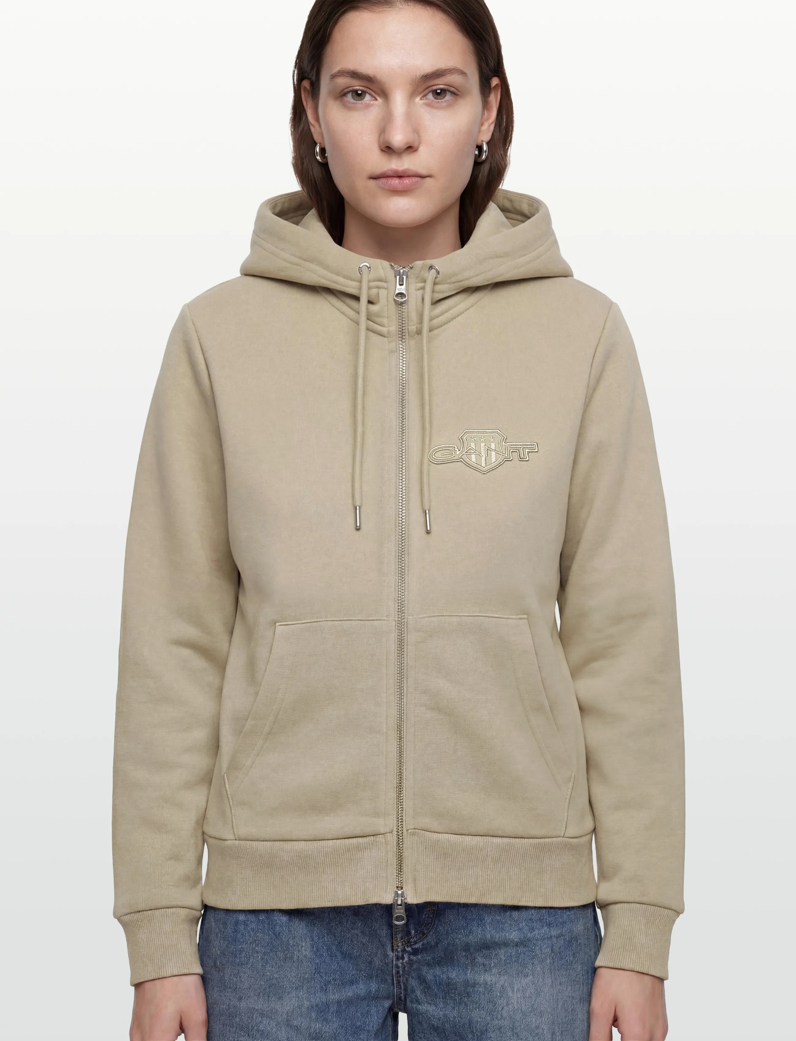 Gant - REG TONAL SHIELD ZIP HOODIE - hættetrøjer - country beige - 3