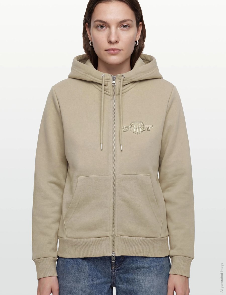 Gant - REG TONAL SHIELD ZIP HOODIE - kapuzenpullover - country beige - 3