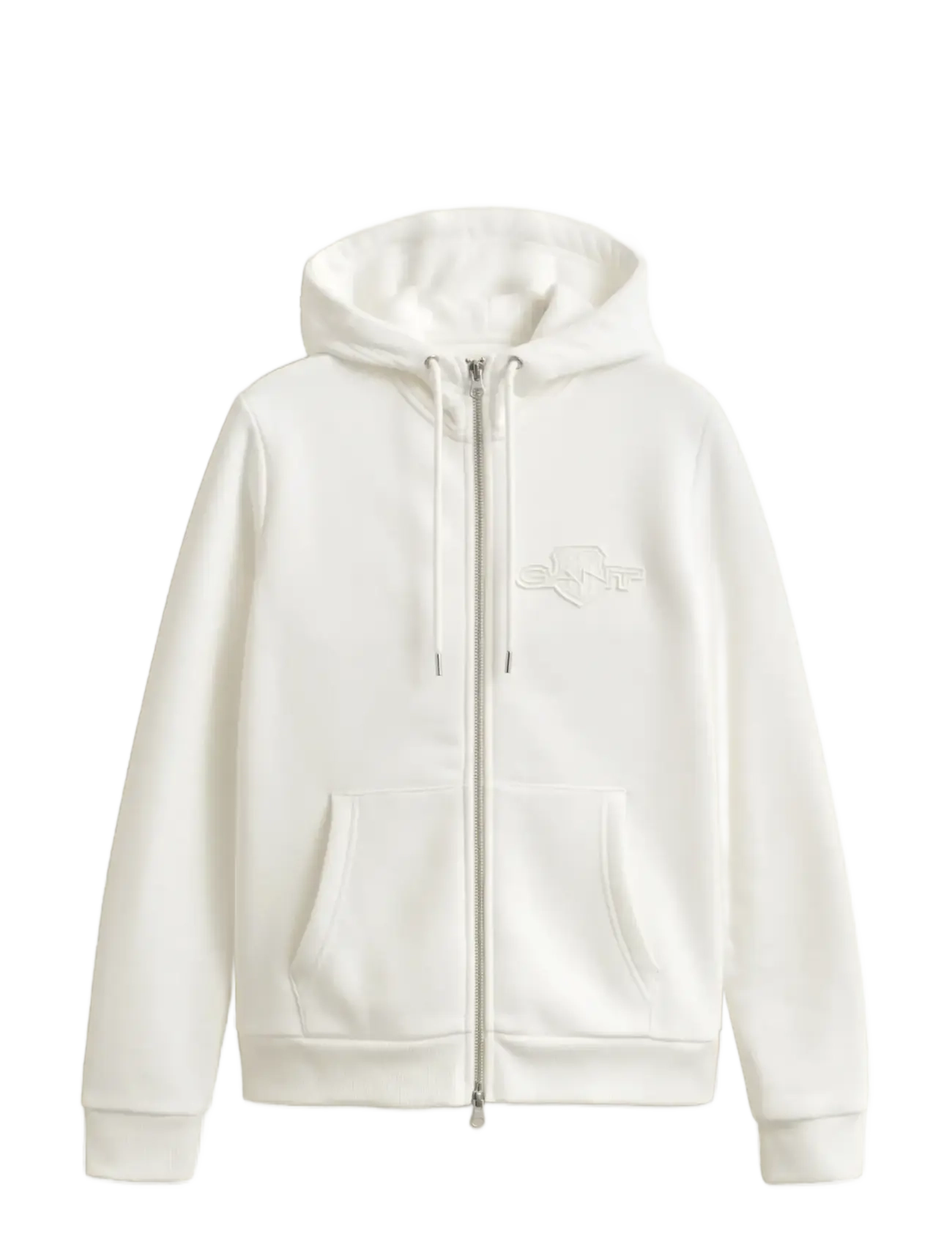 Gant REG TONAL SHIELD ZIP HOODIE - Tøj - EGGSHELL / cream