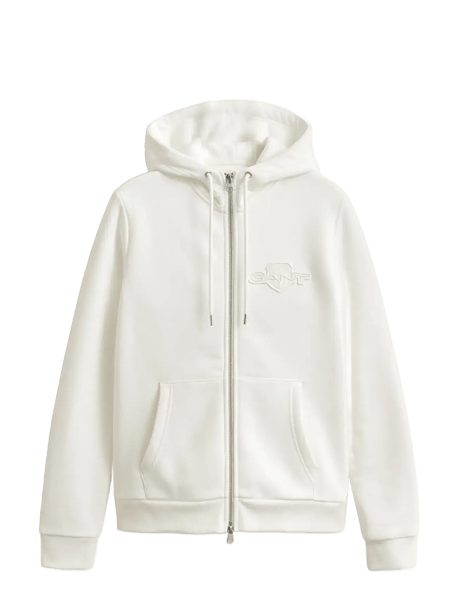 Gant - REG TONAL SHIELD ZIP HOODIE - kapuzenpullover - eggshell - 1