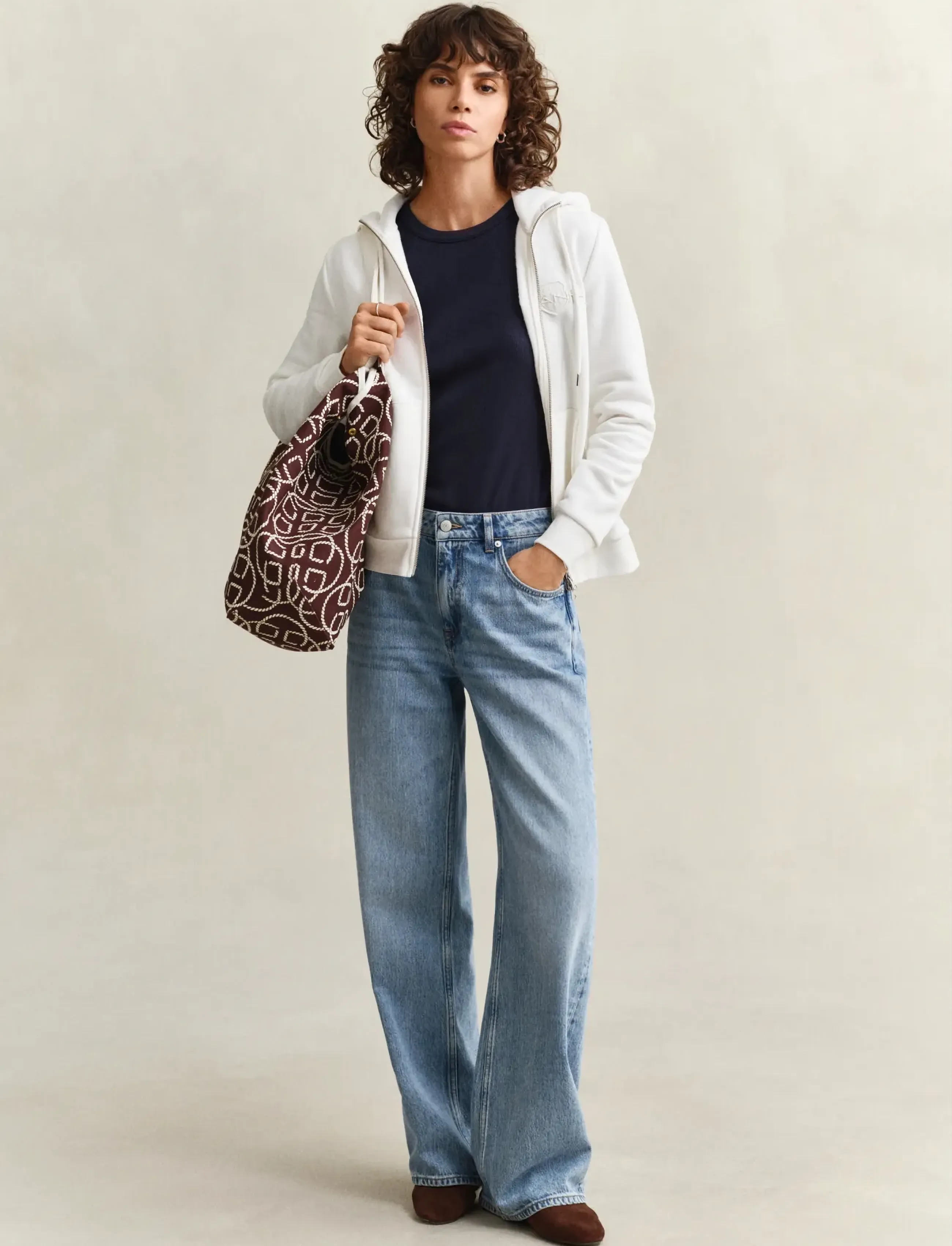 Gant - REG TONAL SHIELD ZIP HOODIE - kapuzenpullover - eggshell - 4