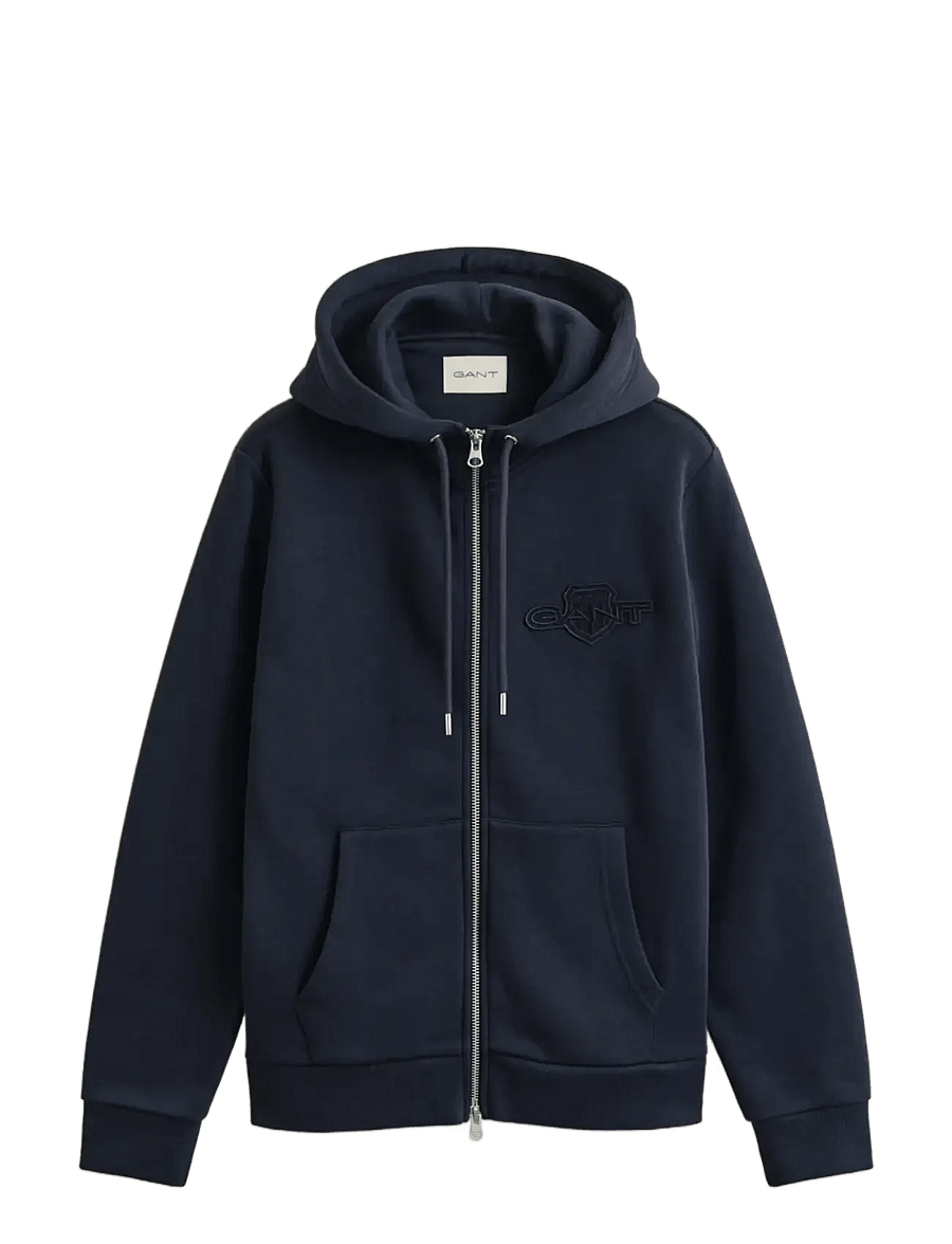 Gant - REG TONAL SHIELD ZIP HOODIE - kapuzenpullover - evening blue - 1
