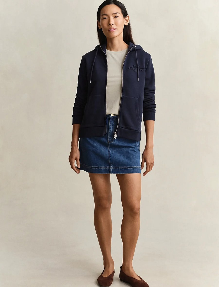 Gant - REG TONAL SHIELD ZIP HOODIE - kapuzenpullover - evening blue - 4