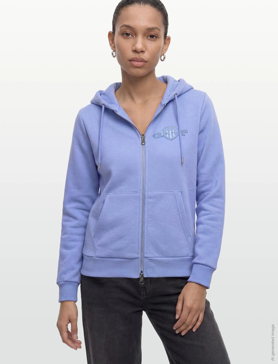 Gant - REG TONAL SHIELD ZIP HOODIE - kapuzenpullover - hydrangea blue - 3