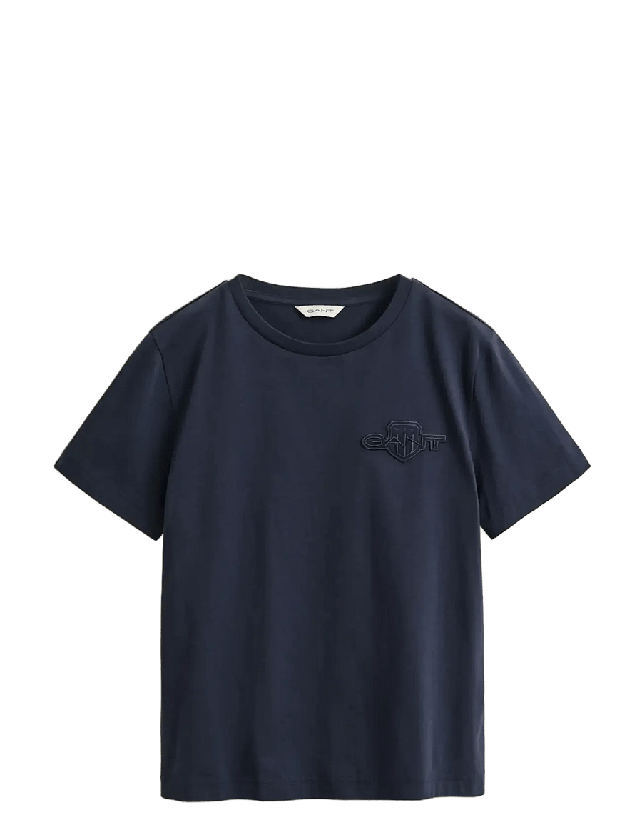 Gant - REG TONAL SHIELD SS T-SHIRT - t-shirts - evening blue - 1