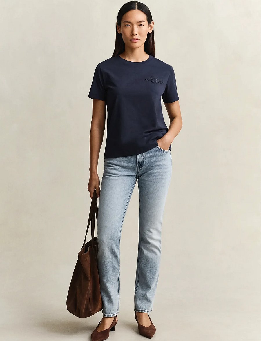Gant - REG TONAL SHIELD SS T-SHIRT - t-shirts - evening blue - 4