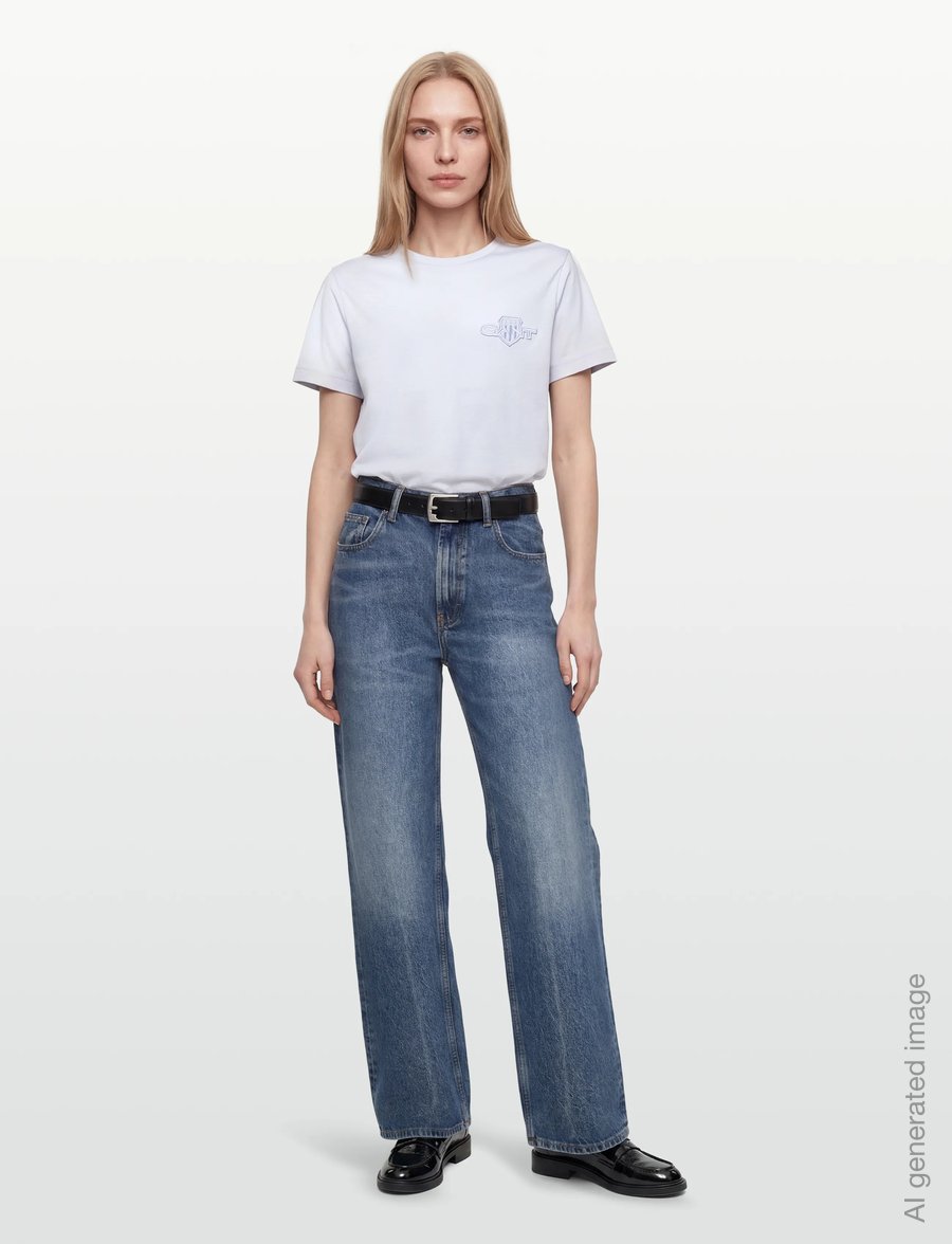 Gant - REG TONAL SHIELD SS T-SHIRT - t-shirts - light blue - 0
