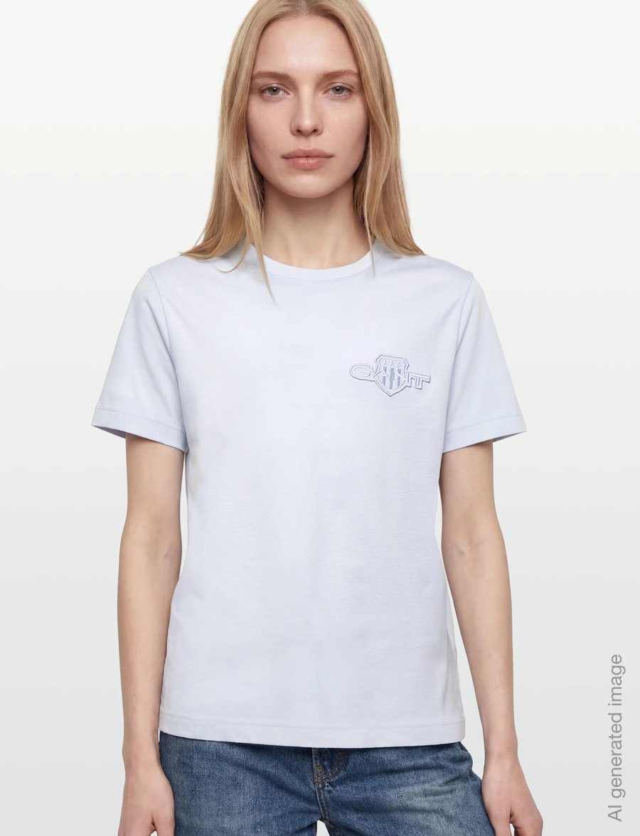 Gant - REG TONAL SHIELD SS T-SHIRT - t-shirts - light blue - 3