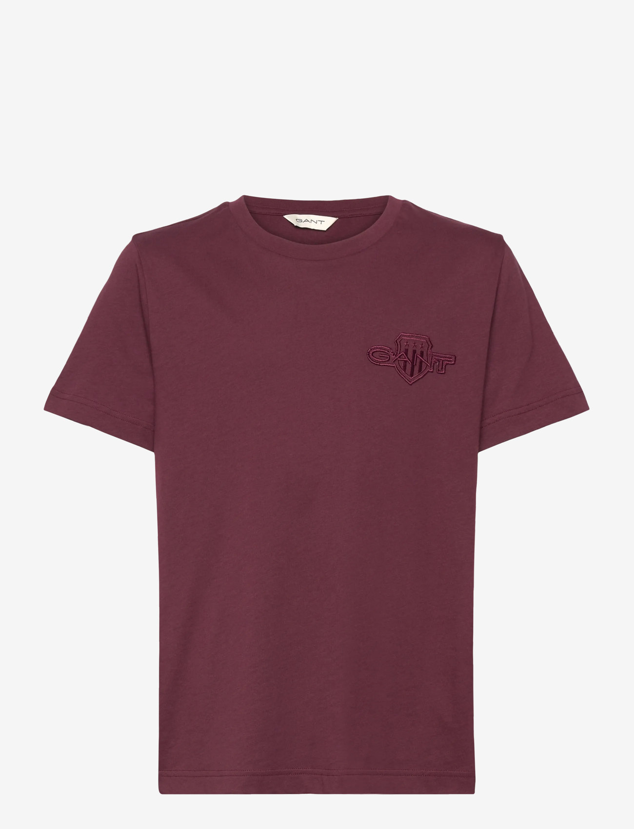 GANT - REG TONAL SHIELD SS T-SHIRT - t-shirts - plum wine - 0
