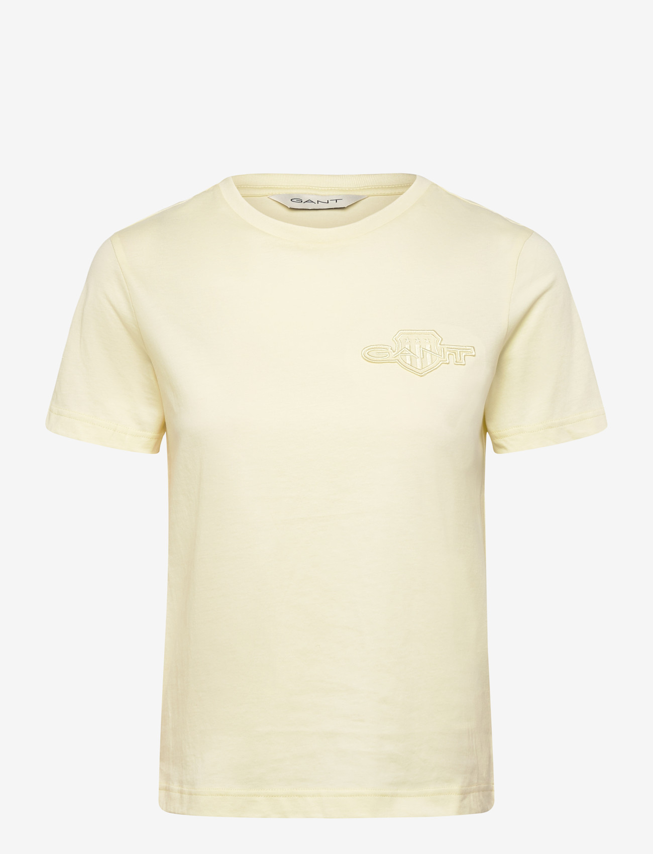 GANT - REG TONAL SHIELD SS T-SHIRT - t-shirts - vanilla yellow - 1