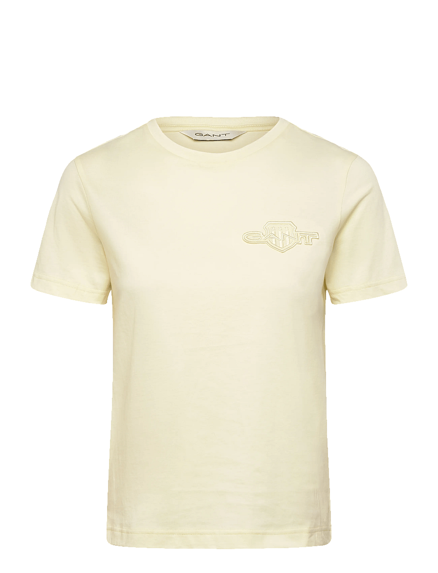 Gant - REG TONAL SHIELD SS T-SHIRT - t-shirts - vanilla yellow - 1