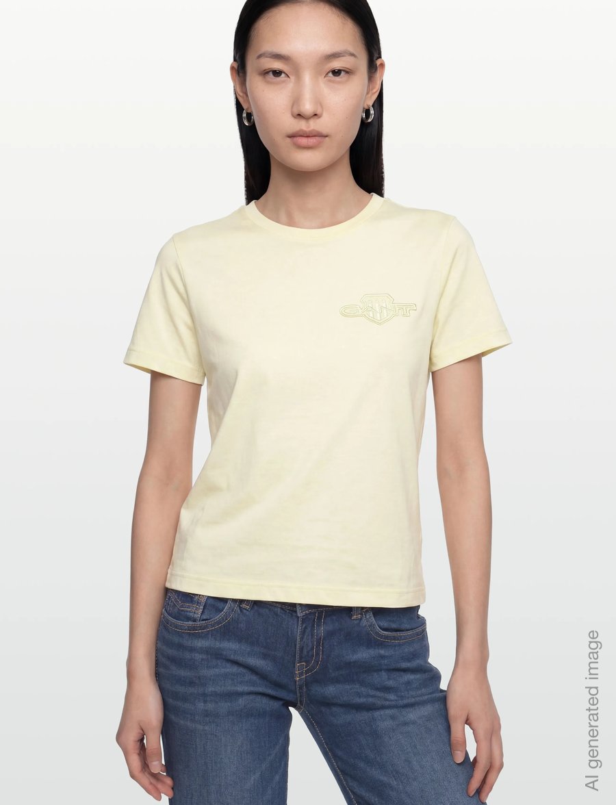Gant - REG TONAL SHIELD SS T-SHIRT - t-shirts - vanilla yellow - 3