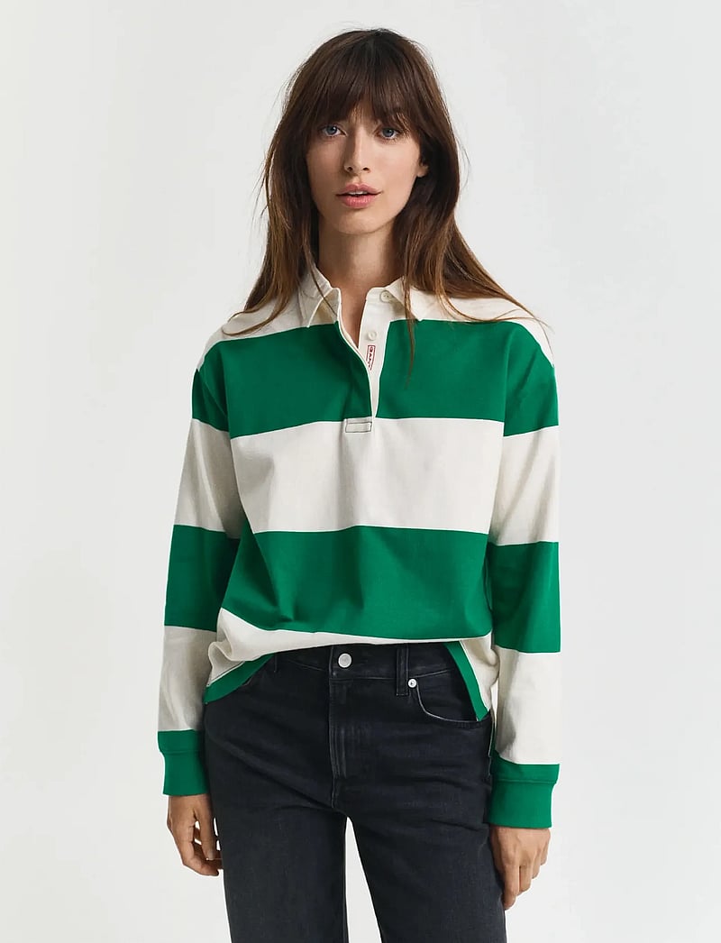 GANT - STRIPED COTTON HEAVY RUGGER - modetrends - bold green - 0