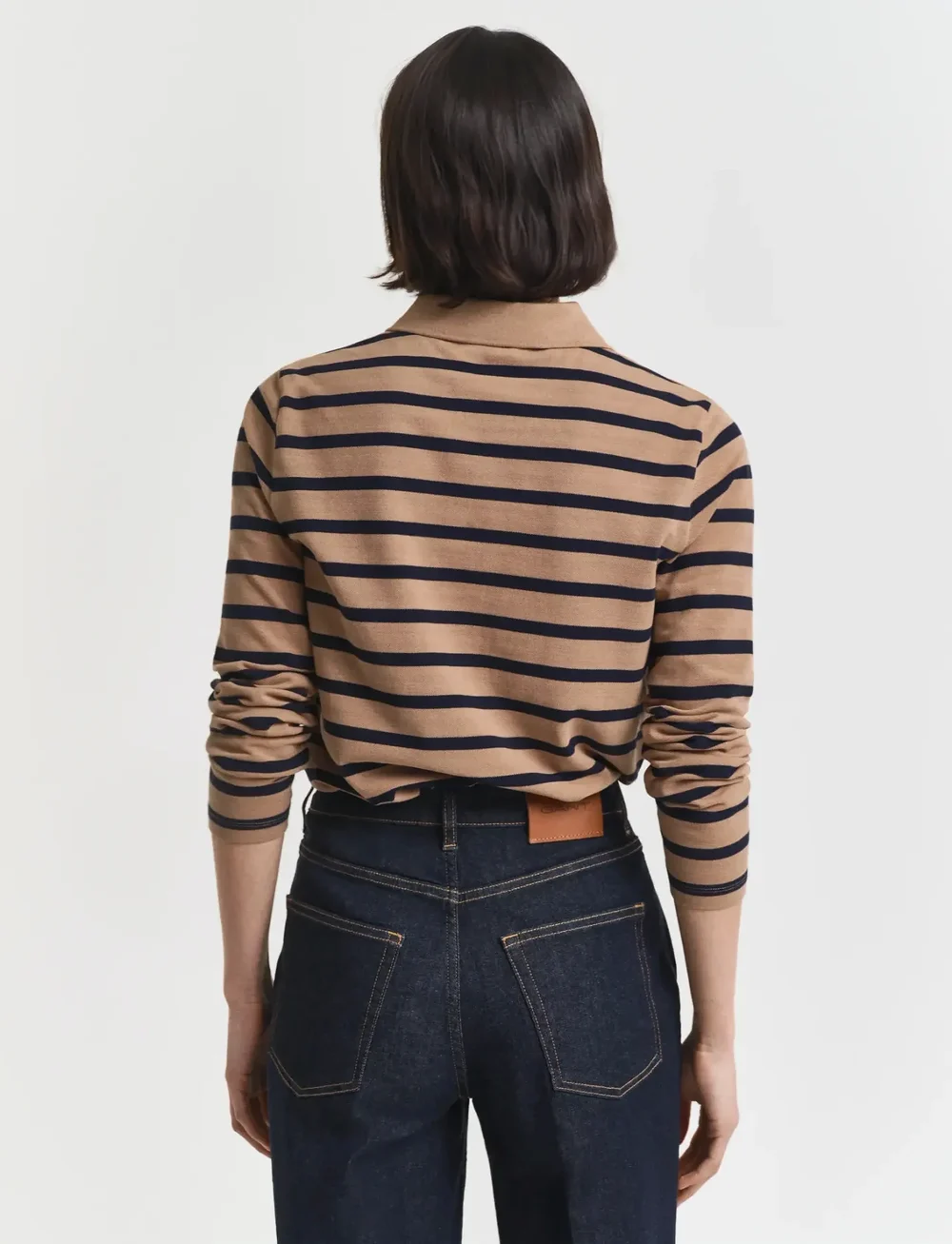 GANT - REG BRETON STRIPED LS PIQUE POLO - poloer - warm khaki - 2