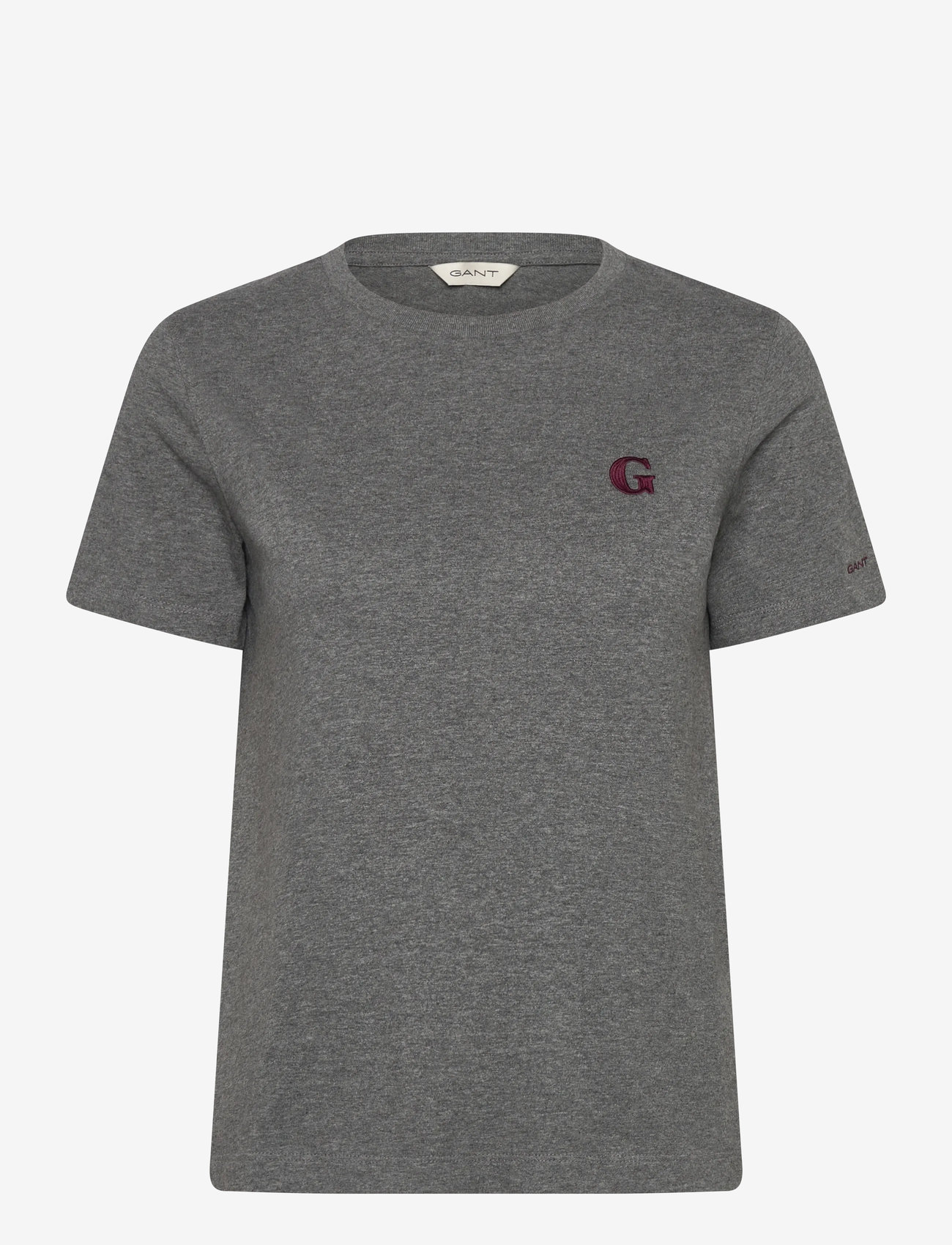 GANT - REG G BADGE SS T-SHIRT - t-shirts - charcoal melange - 0