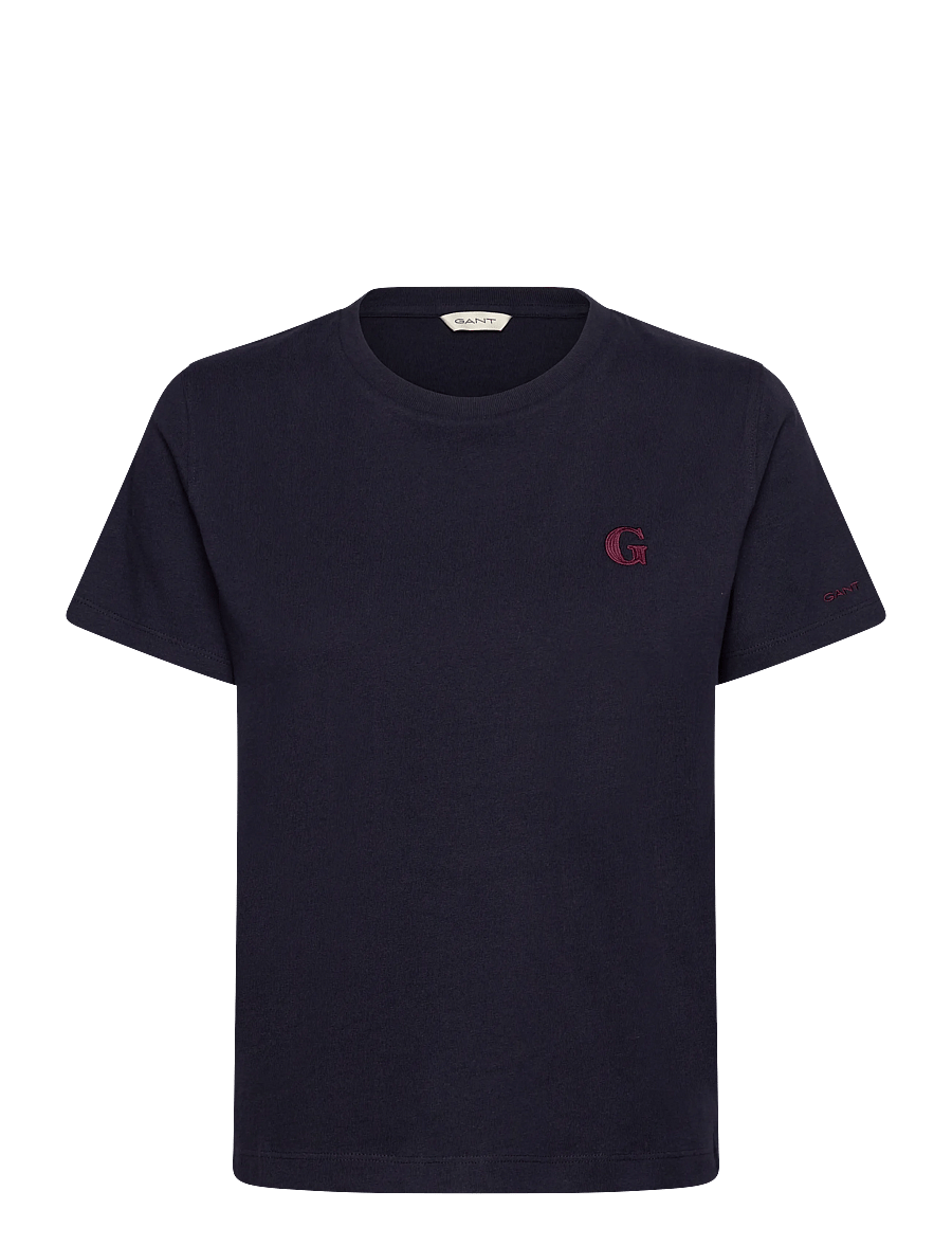 Gant - REG G BADGE SS T-SHIRT - marškinėliai - evening blue - 0