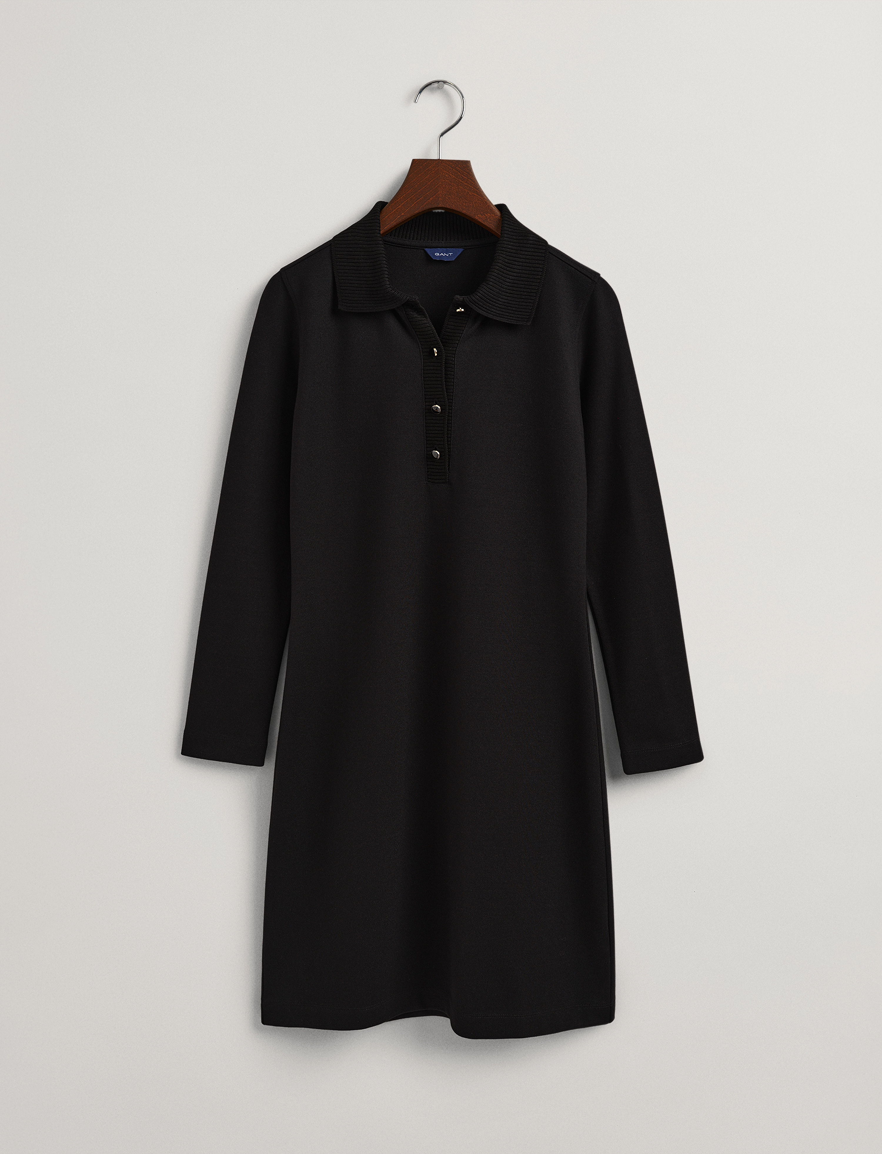 GANT - D1. JERSEY POLO DRESS - ebony black - 3