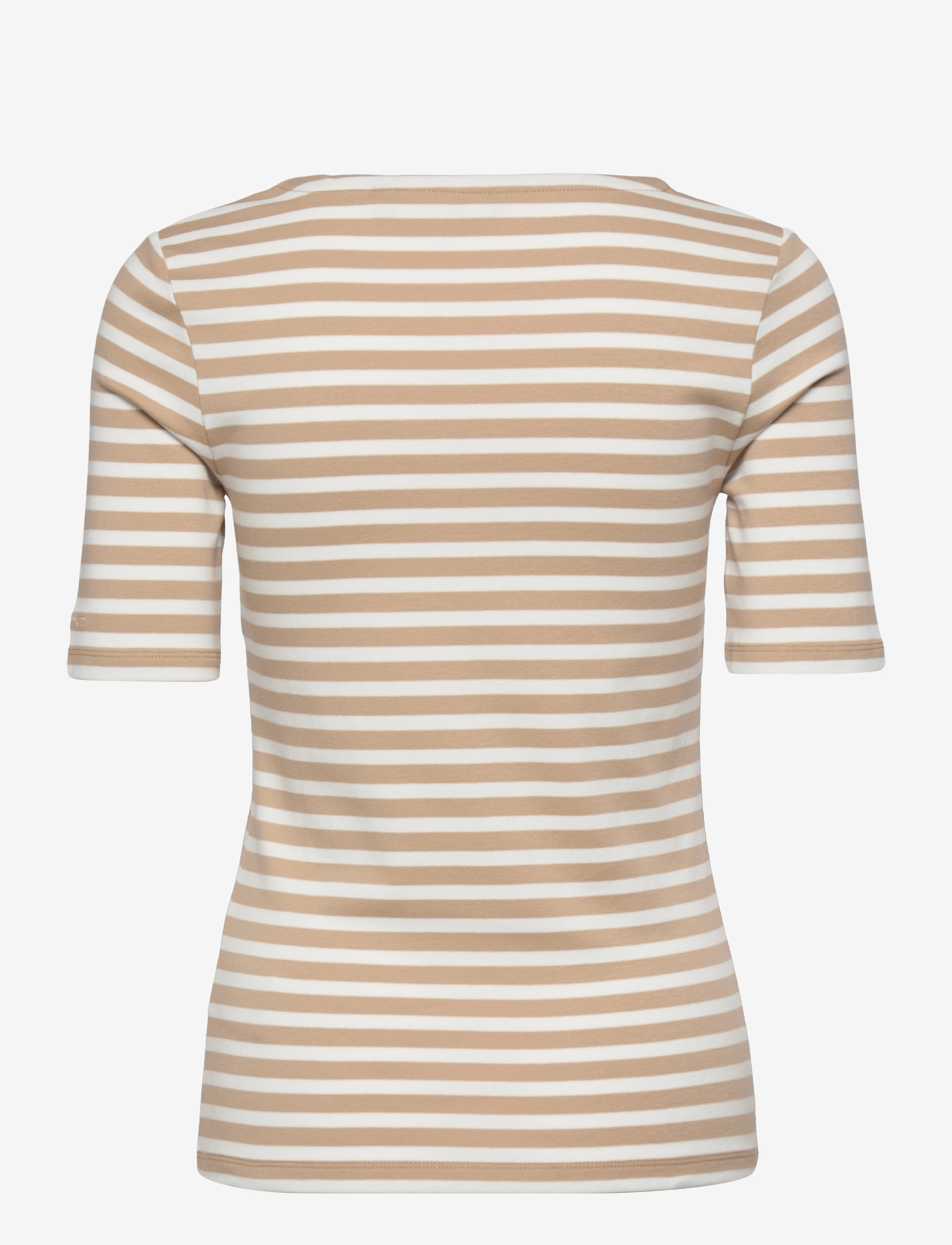 GANT - STRIPED 1X1 RIB LSS T-SHIRT - dark khaki - 1