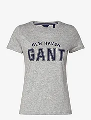 GANT - LOGO SS T-SHIRT - t-shirts - grey melange - 0