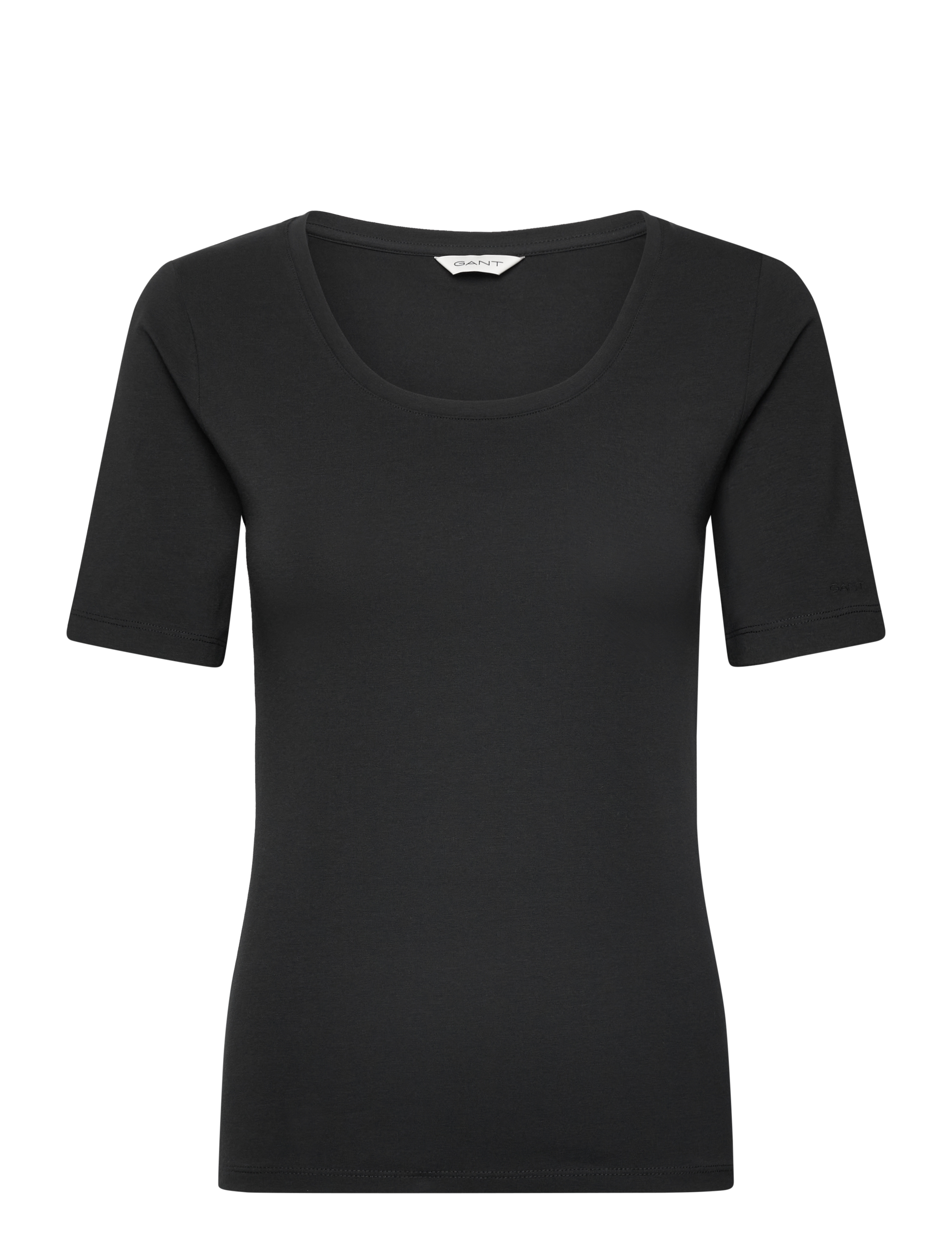 Gant SLIM COT/ELA SS SCOOP NECK TOP -  - BLACK / black