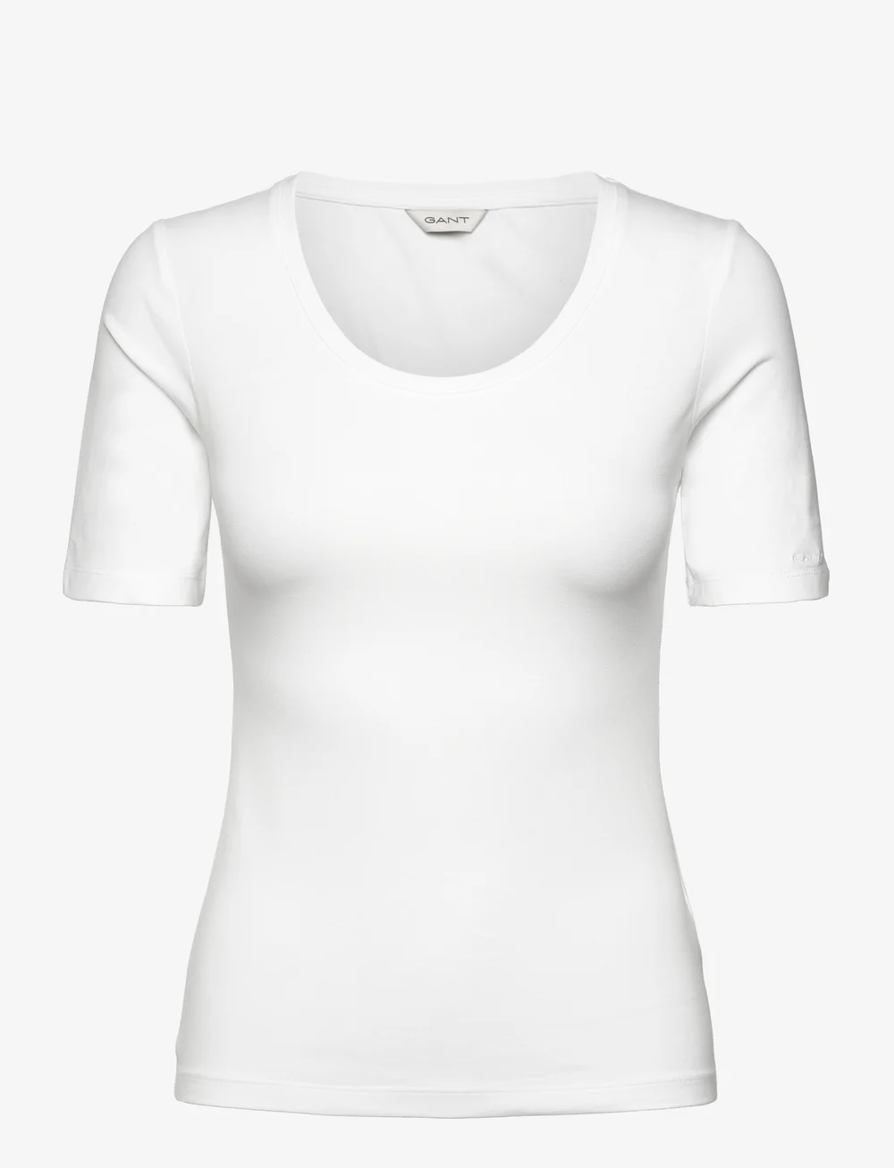 GANT - SLIM COT/ELA SS SCOOP NECK TOP - t-shirts - white - 1