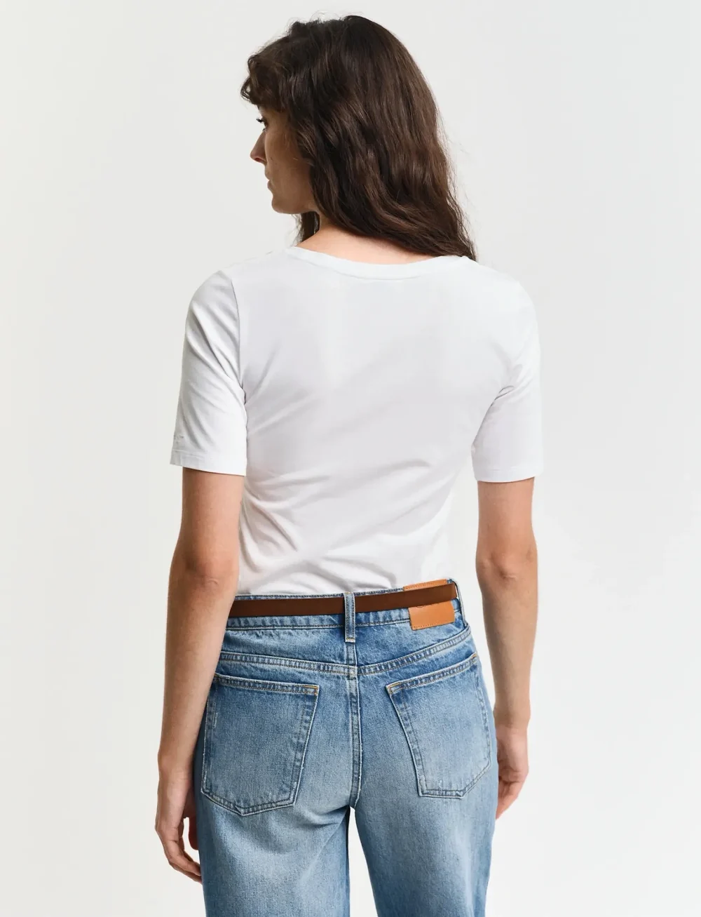 GANT - SLIM COT/ELA SS SCOOP NECK TOP - t-shirts - white - 3