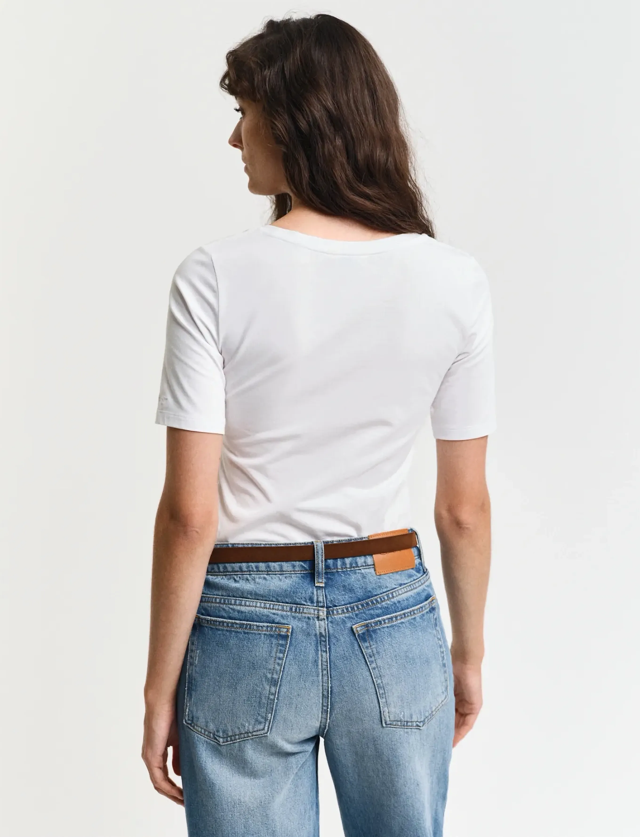 Gant - SLIM COT/ELA SS SCOOP NECK TOP - white - 3