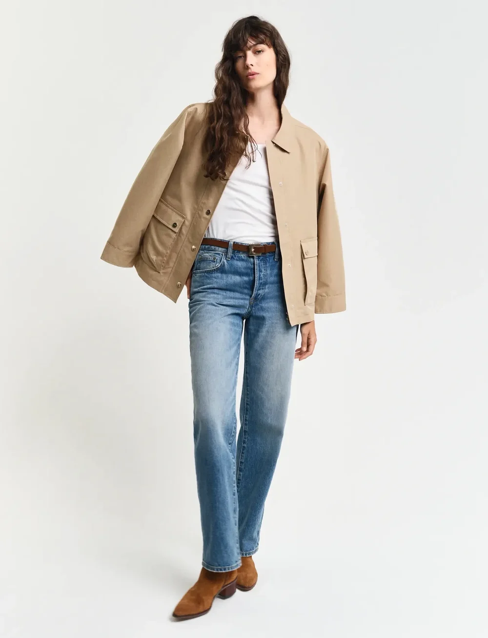 GANT - SLIM COT/ELA SS SCOOP NECK TOP - t-shirts - white - 5