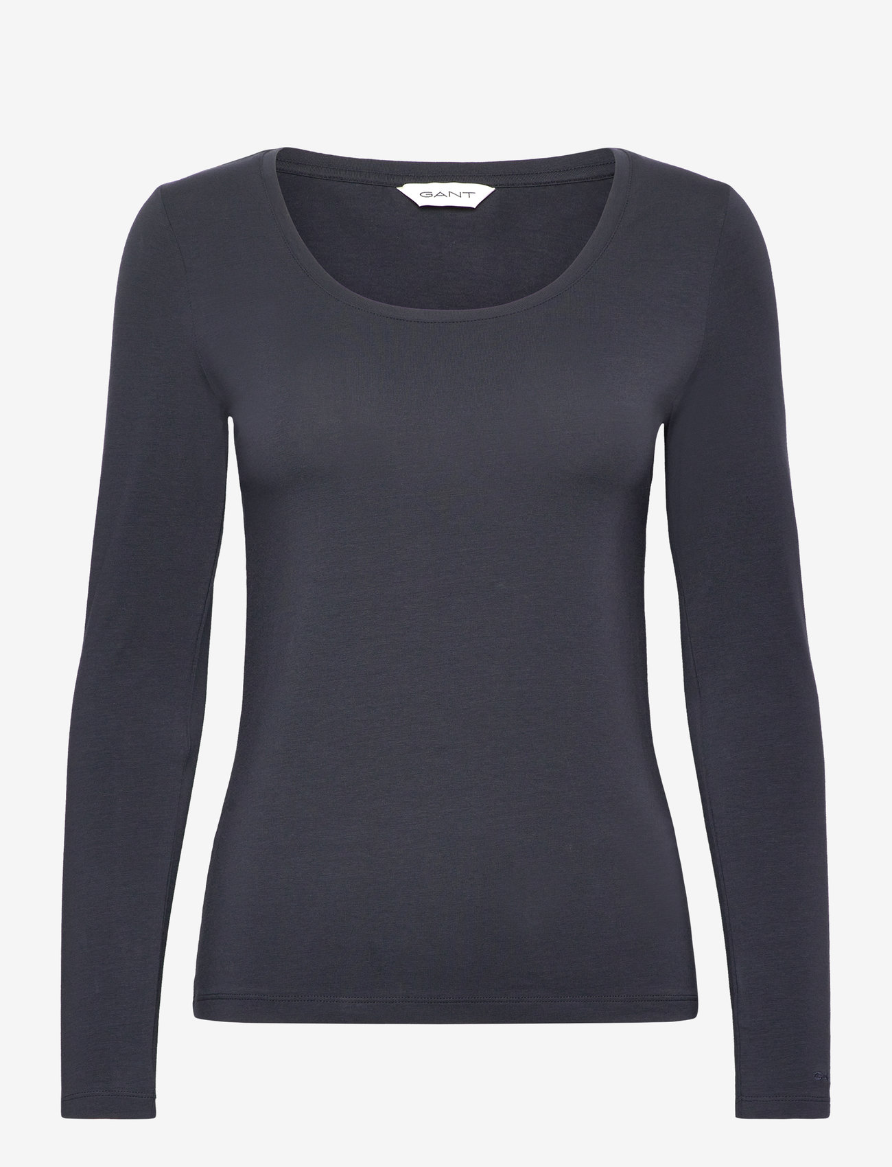 GANT - SLIM COT/ELA LS SCOOP NECK TOP - langärmlige tops - evening blue - 0