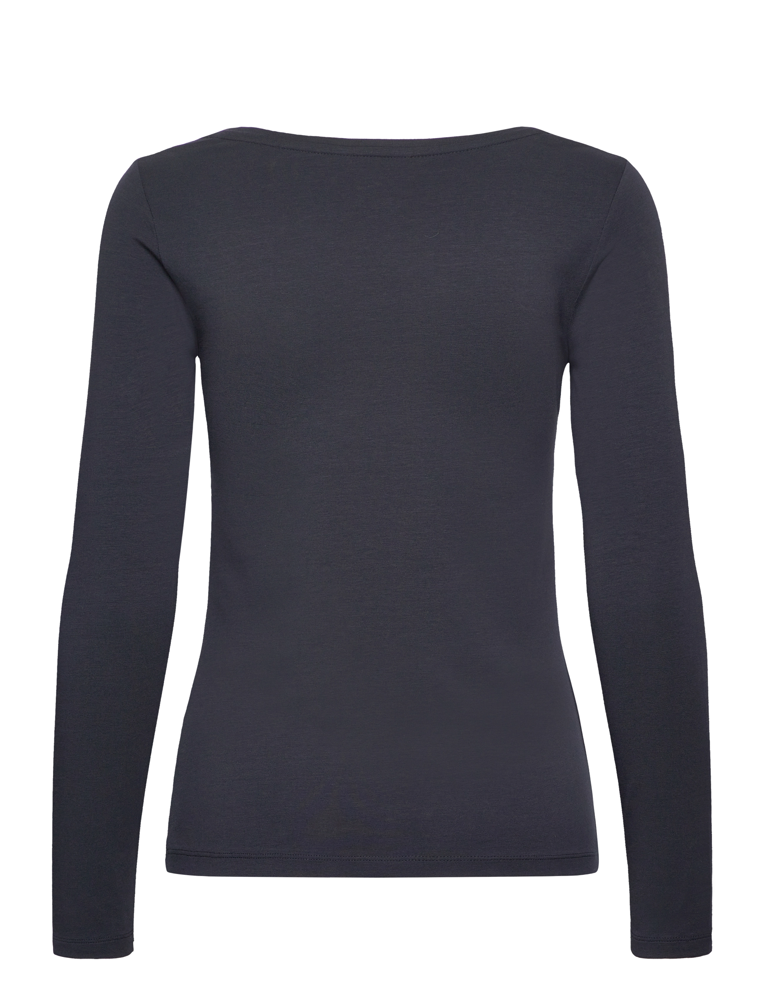 Gant - SLIM COT/ELA LS SCOOP NECK TOP - langerma toppar - evening blue - 2