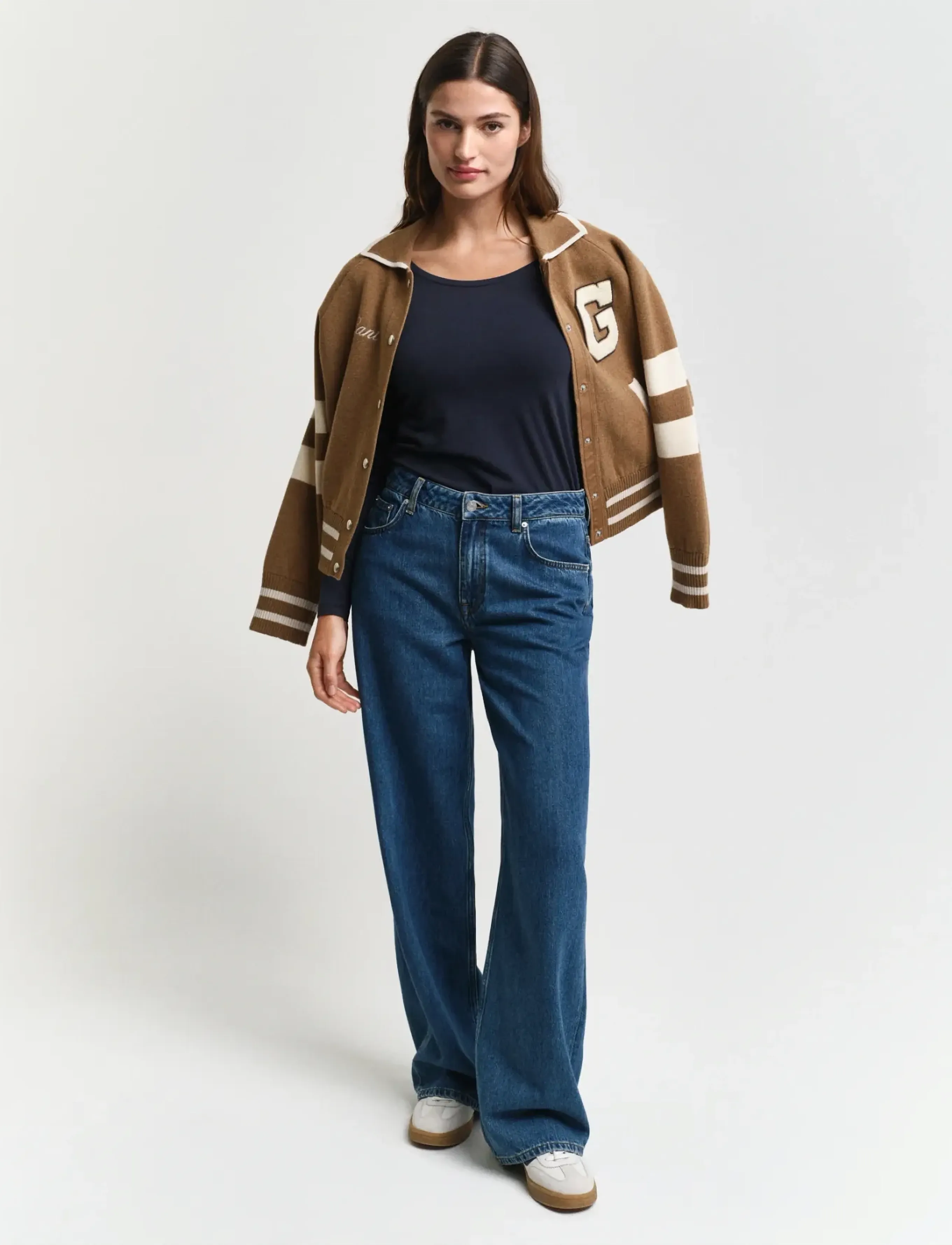 Gant - SLIM COT/ELA LS SCOOP NECK TOP - langerma toppar - evening blue - 5