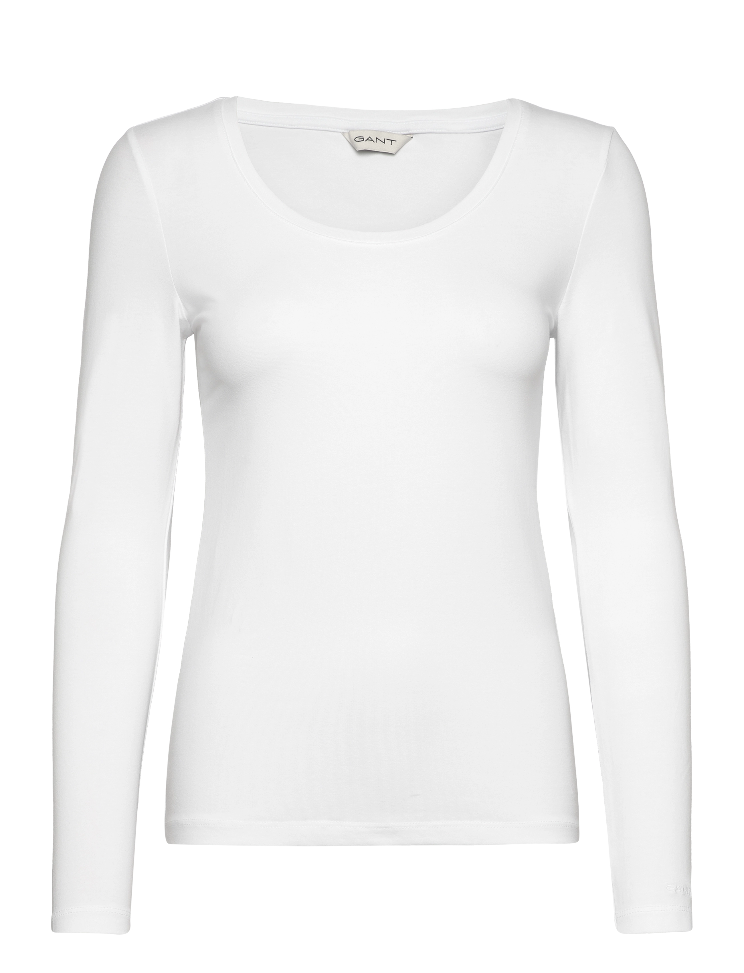 Gant SLIM COT/ELA LS SCOOP NECK TOP - Hverdags stil - WHITE / white