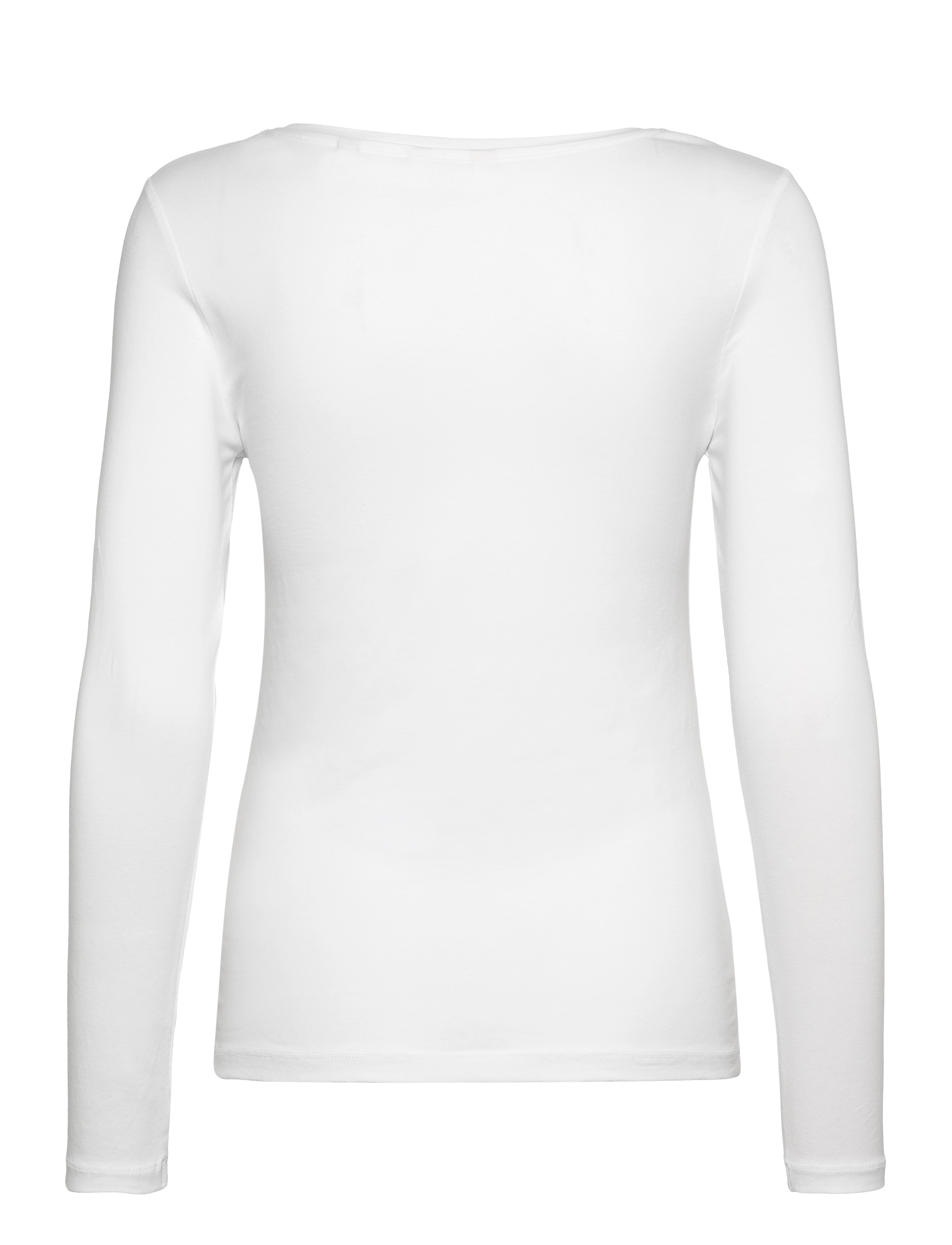Gant - SLIM COT/ELA LS SCOOP NECK TOP - langærmede toppe - white - 2