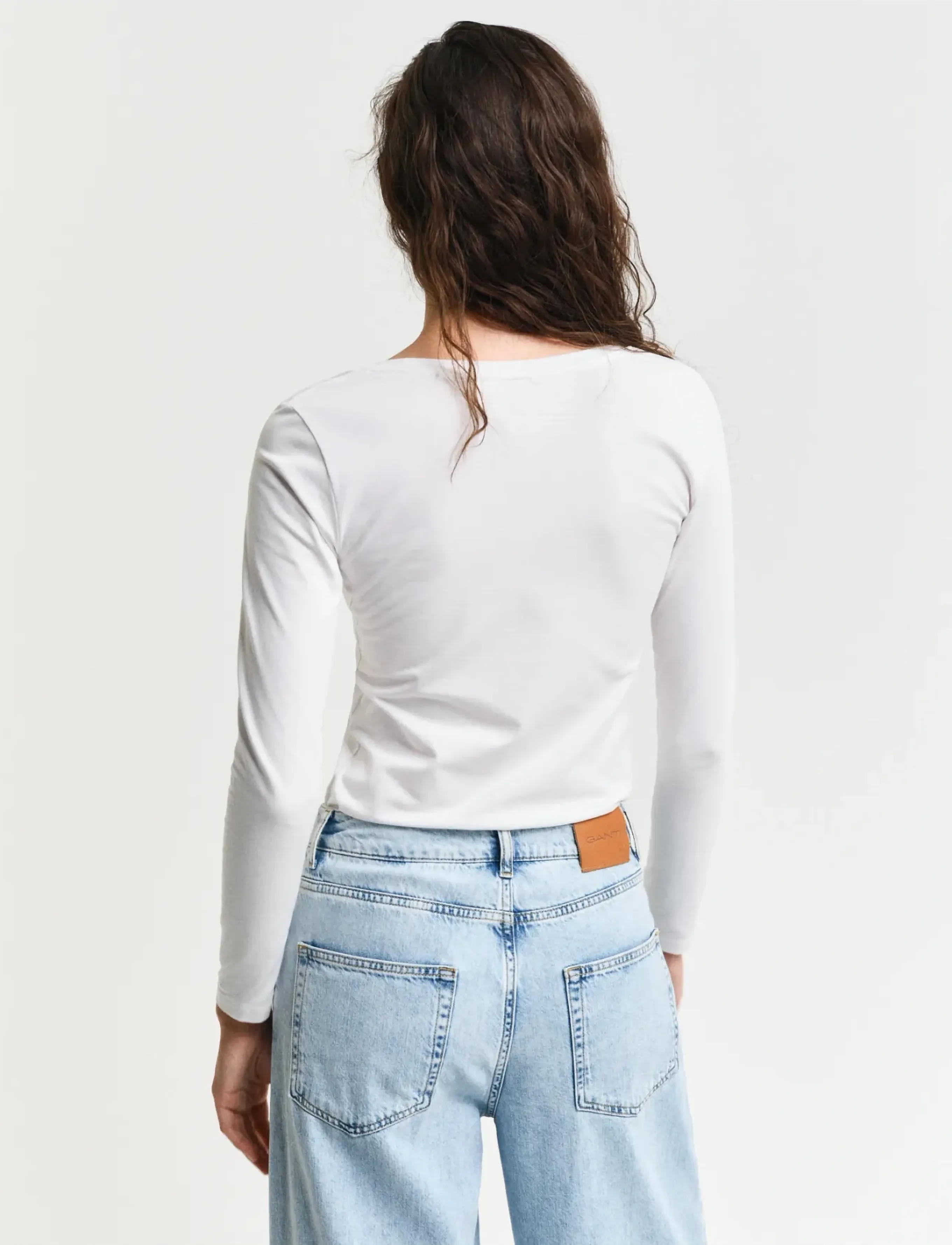 Gant - SLIM COT/ELA LS SCOOP NECK TOP - langærmede toppe - white - 3