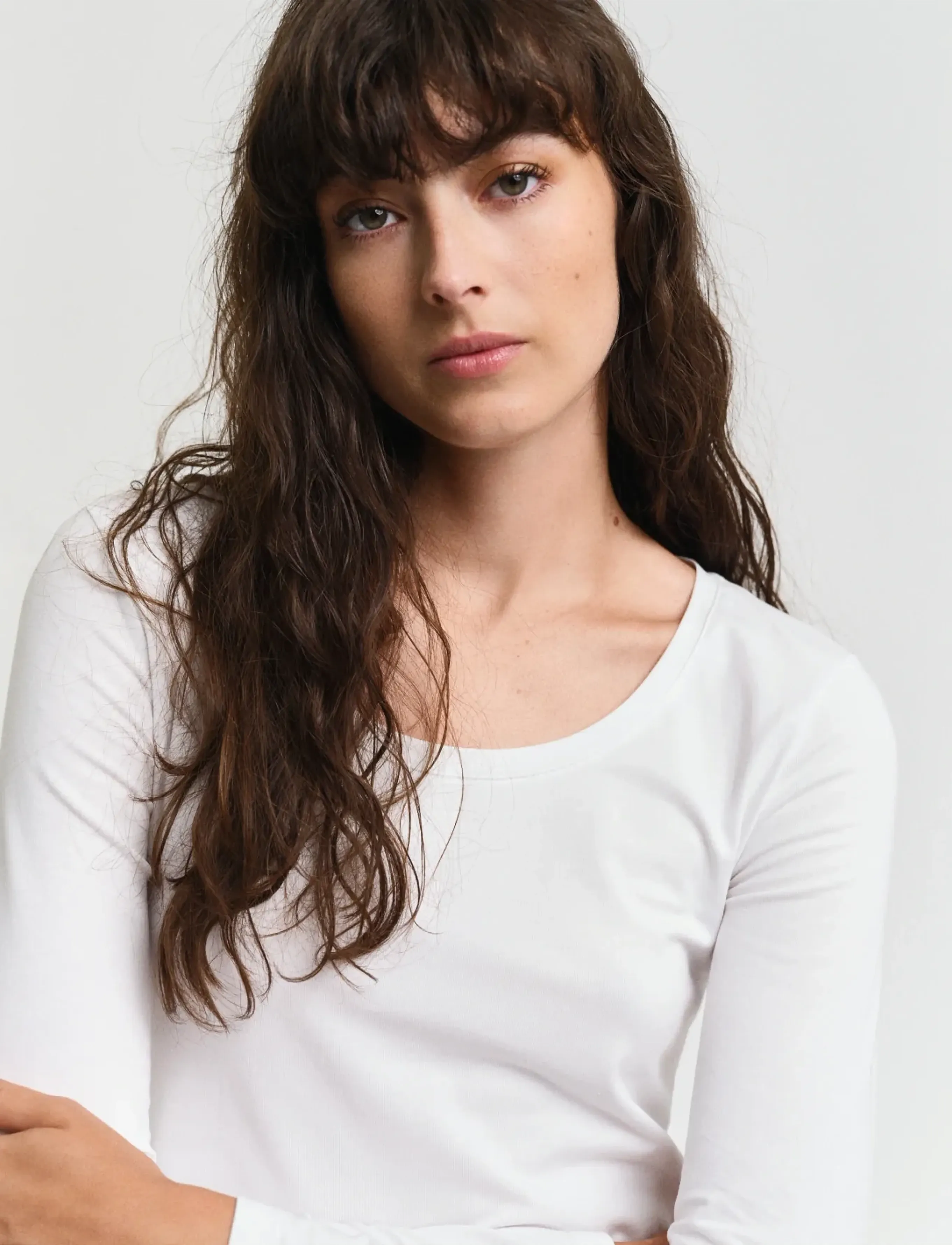 Gant - SLIM COT/ELA LS SCOOP NECK TOP - langærmede toppe - white - 4
