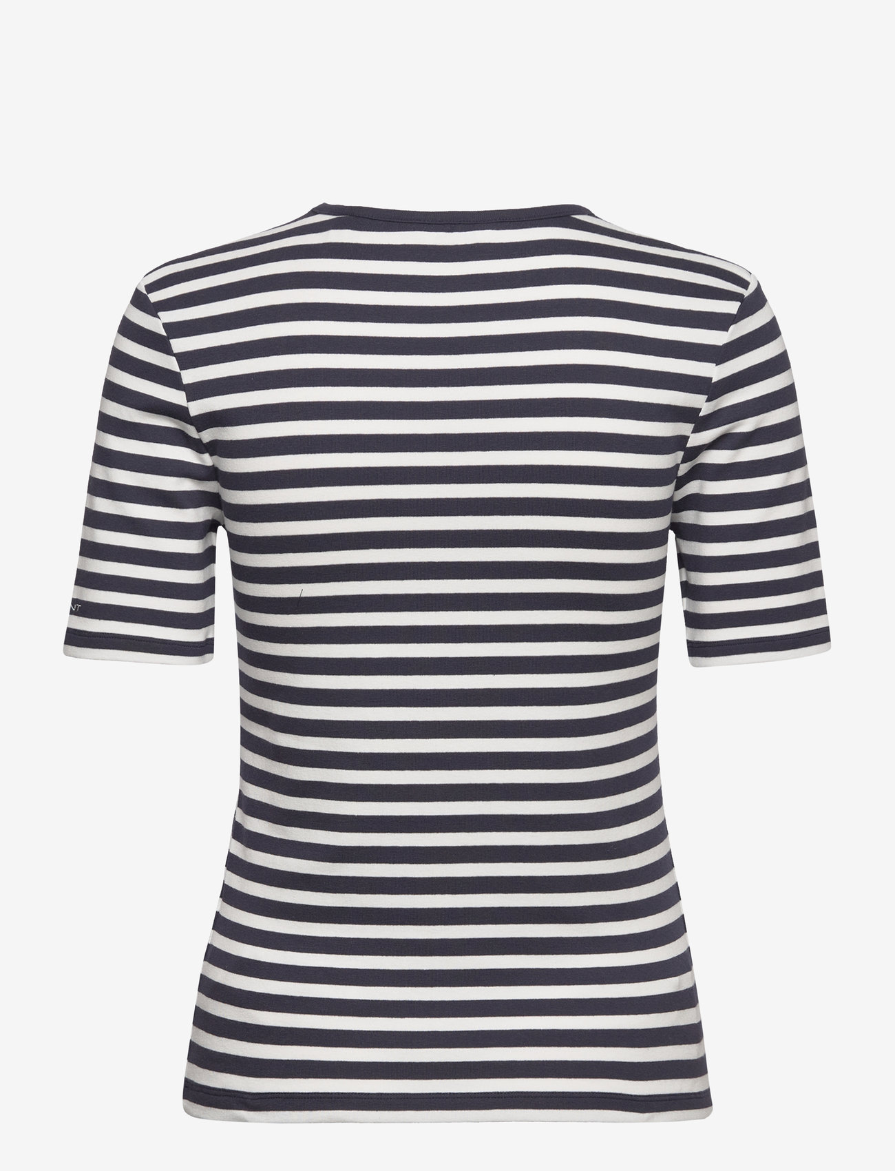 GANT - SLIM STRIPED 1X1 RIBBED SS T-SHIRT - t-shirts - evening blue - 2