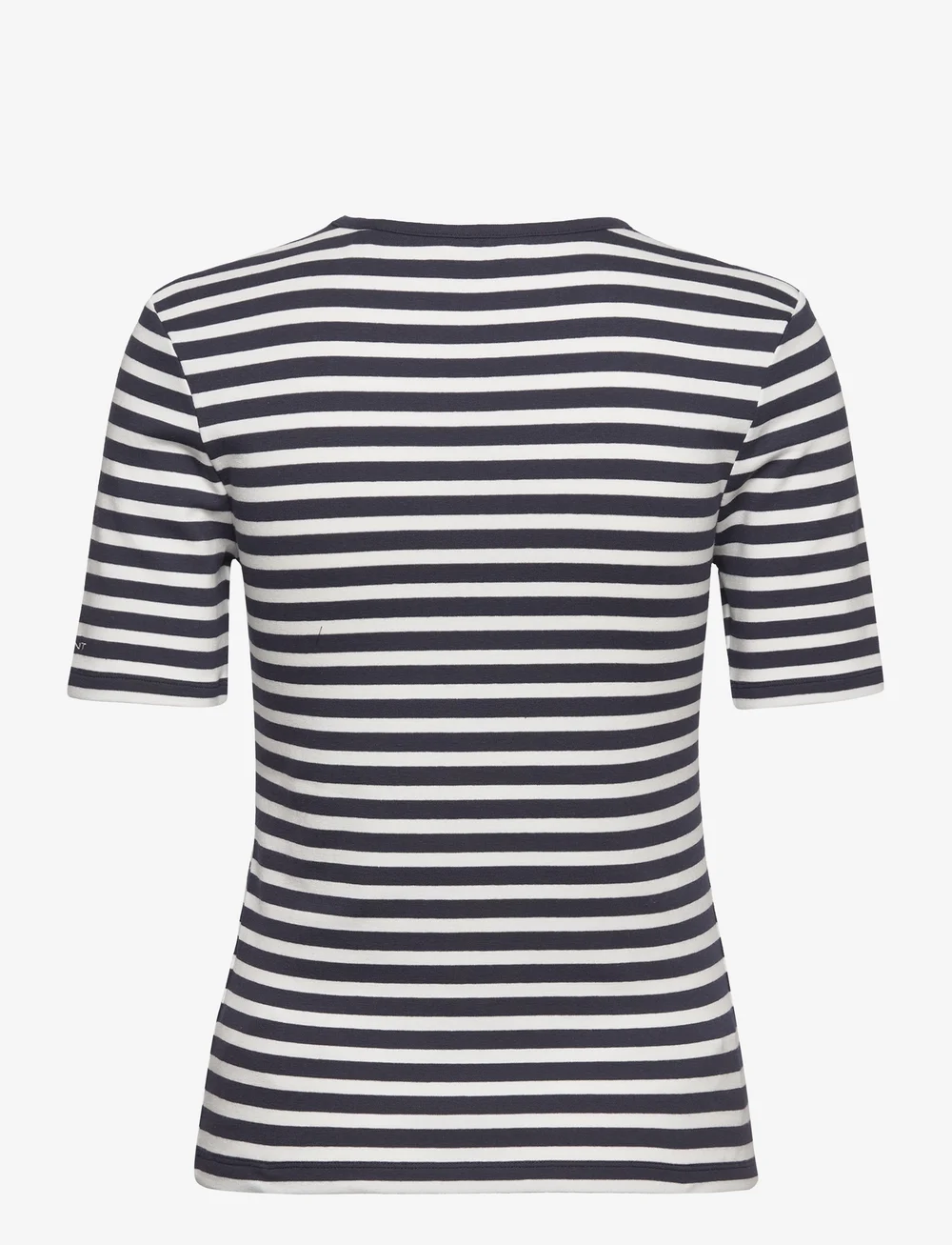 GANT - SLIM STRIPED 1X1 RIBBED SS T-SHIRT - t-krekli - evening blue - 1