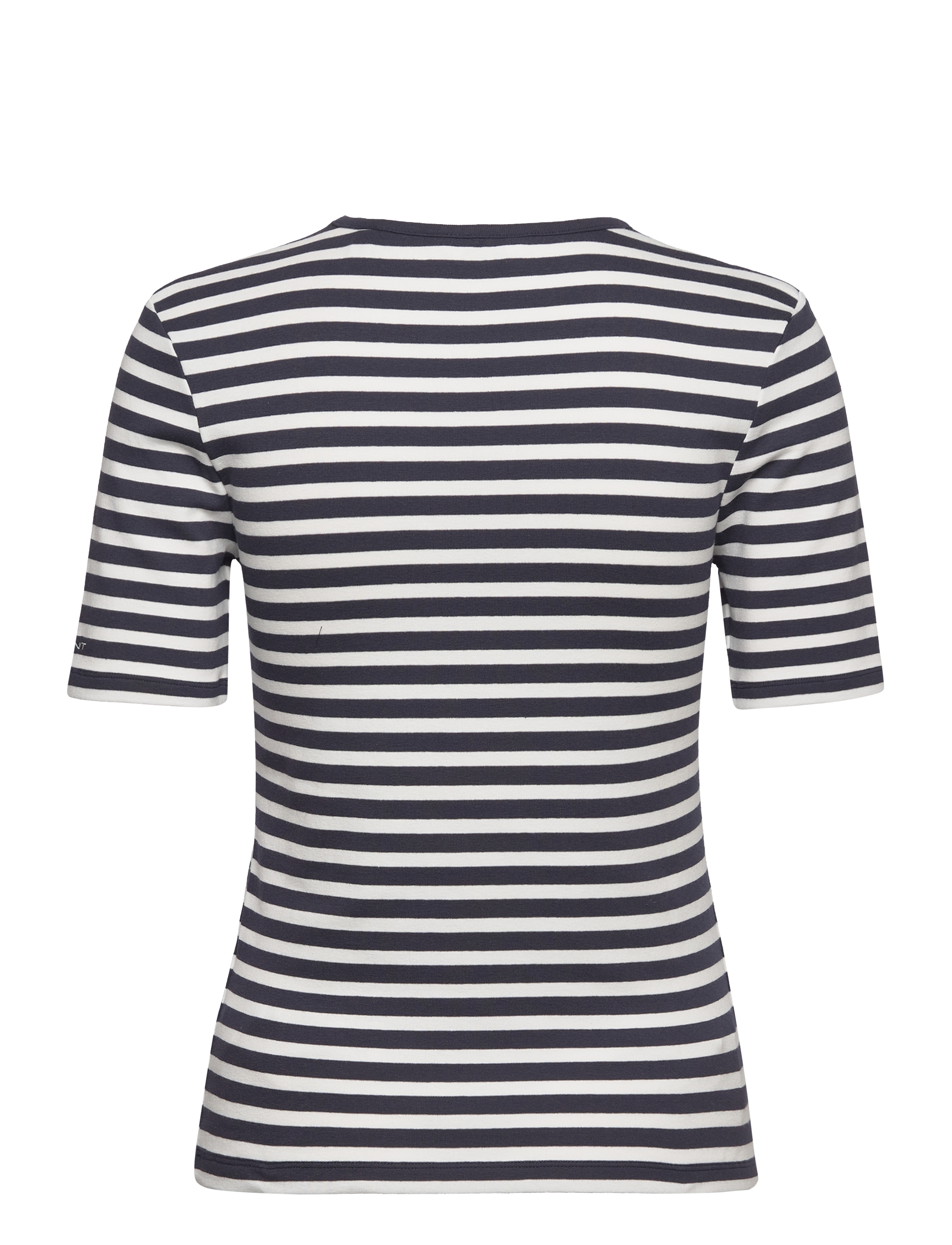 Gant - SLIM STRIPED 1X1 RIBBED SS T-SHIRT - t-shirts - evening blue - 2
