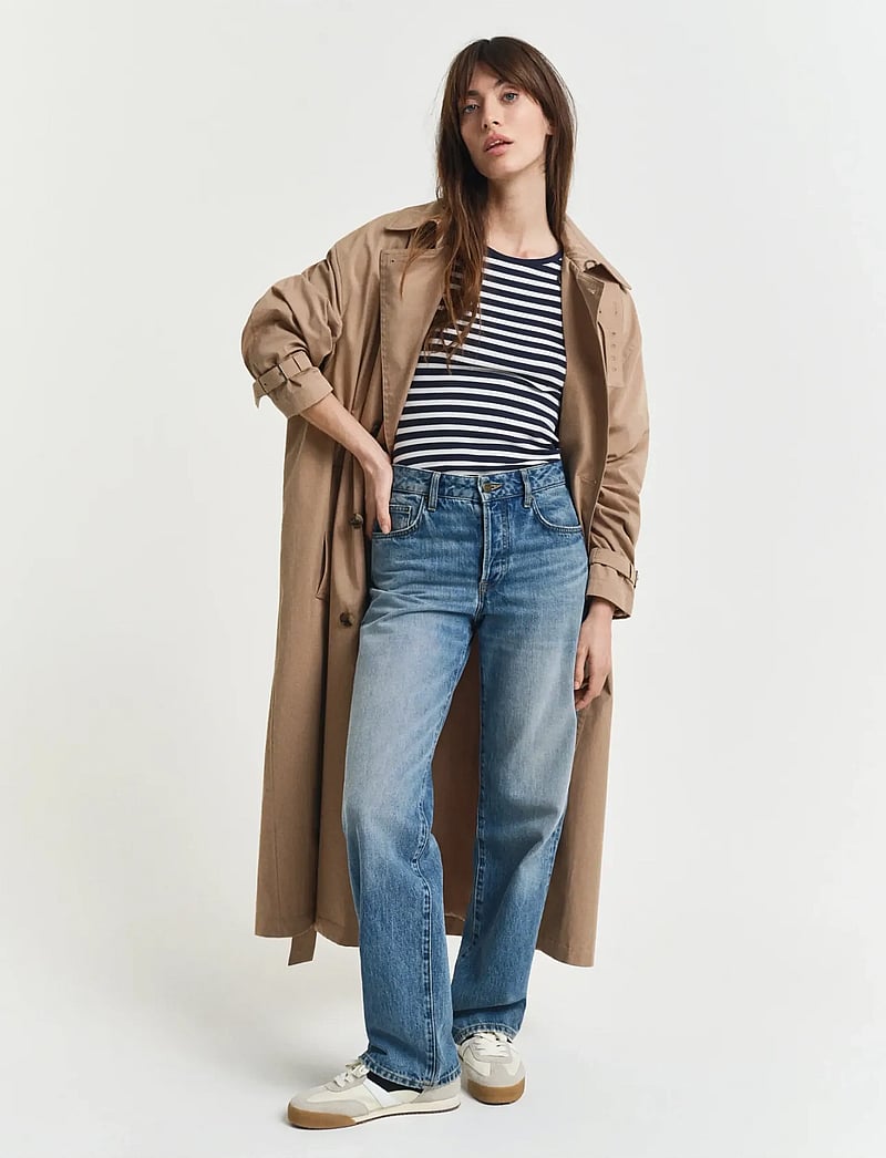 GANT - SLIM STRIPED 1X1 RIBBED SS T-SHIRT - t-shirts - evening blue - 5