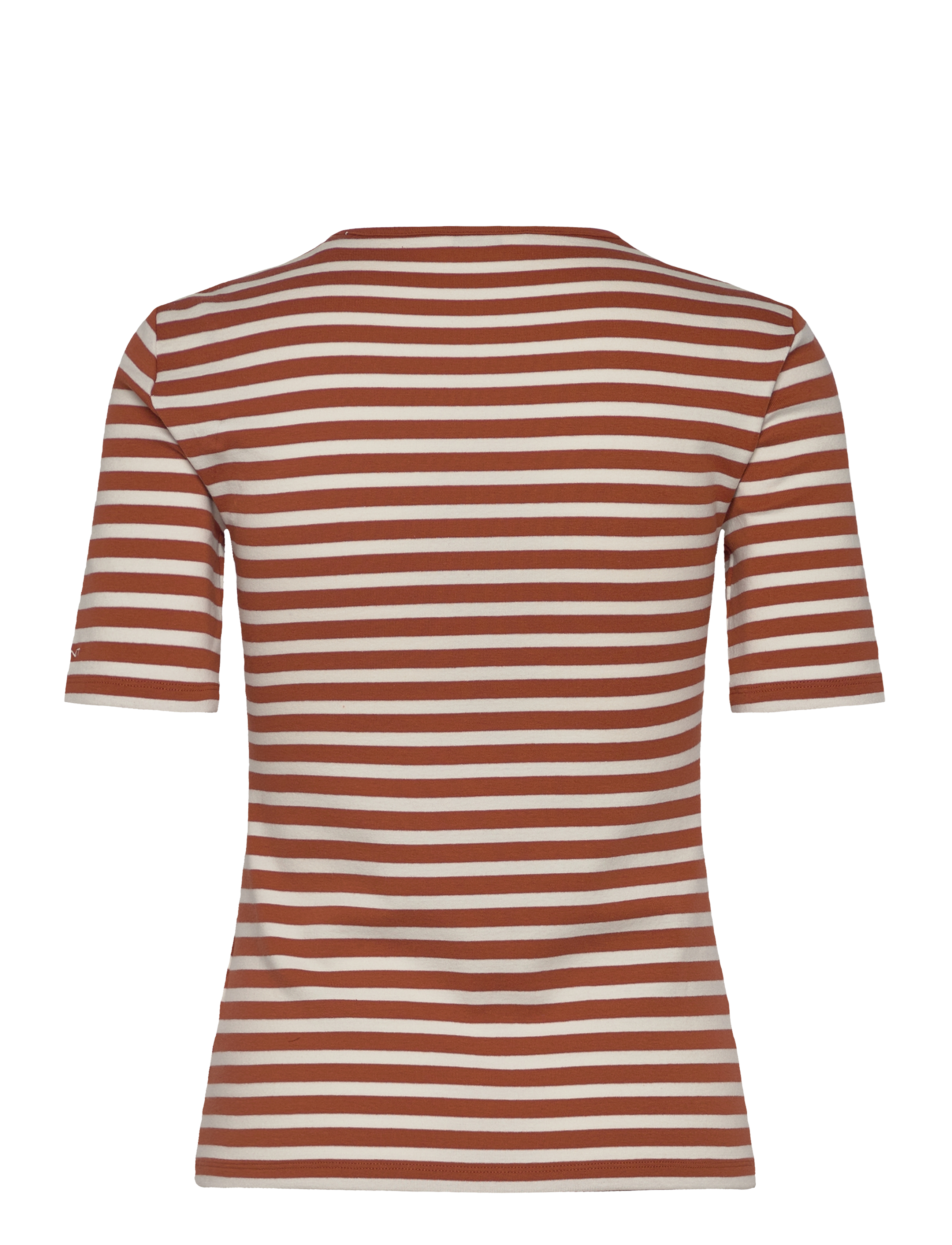 Gant - SLIM STRIPED 1X1 RIBBED SS T-SHIRT - t-shirts - rusty brown - 2