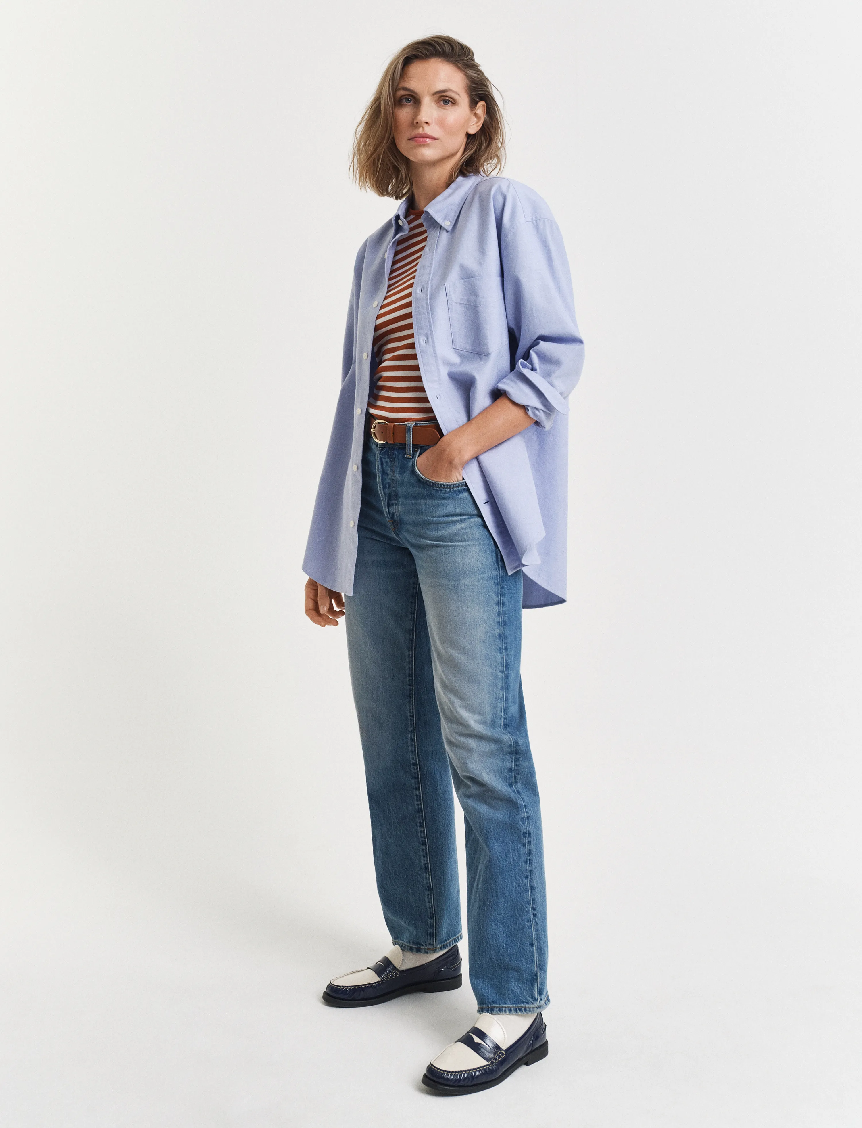 Gant - SLIM STRIPED 1X1 RIBBED SS T-SHIRT - t-shirts - rusty brown - 5