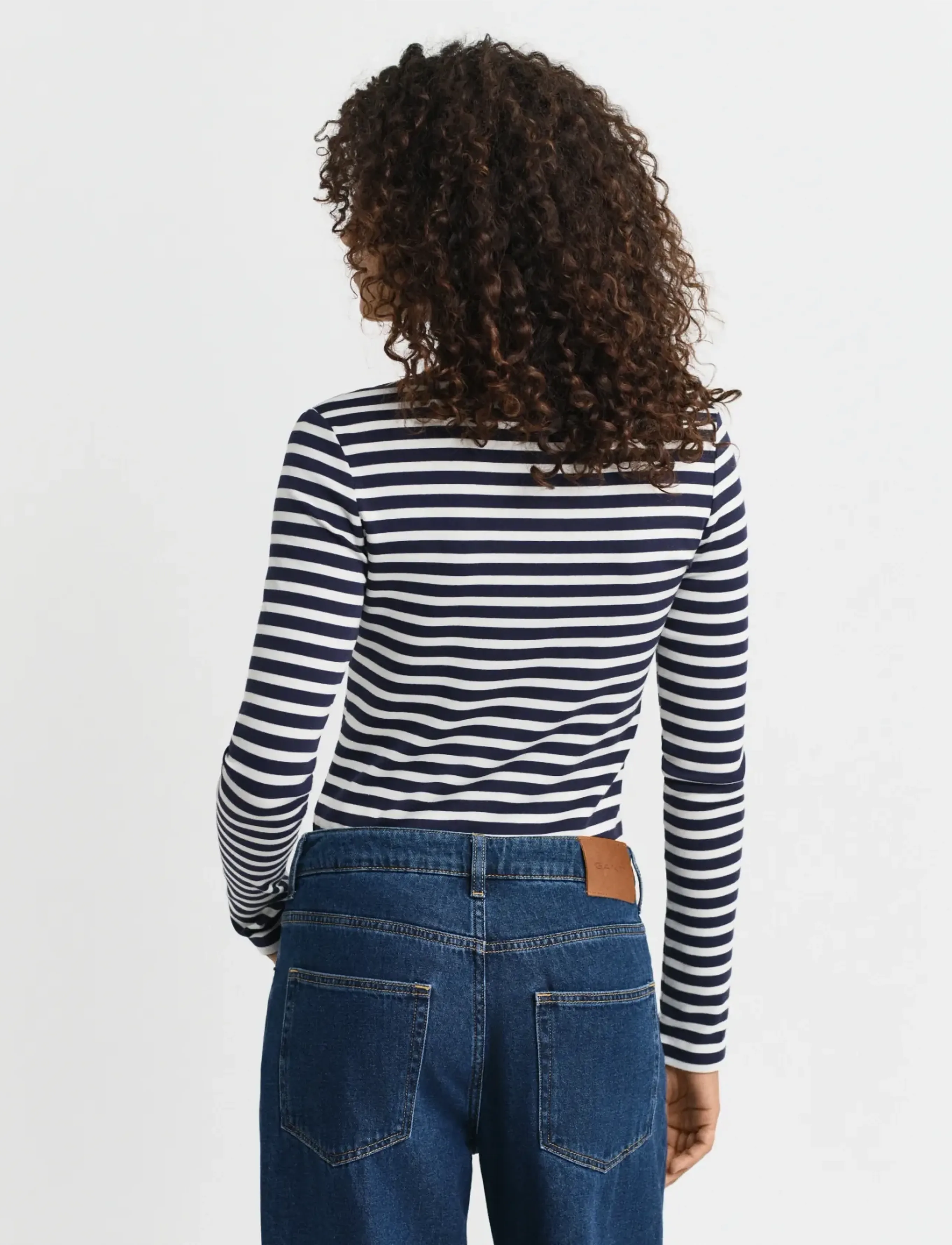 GANT - SLIM STRIPED RIBBED LS T-SHIRT - evening blue - 3