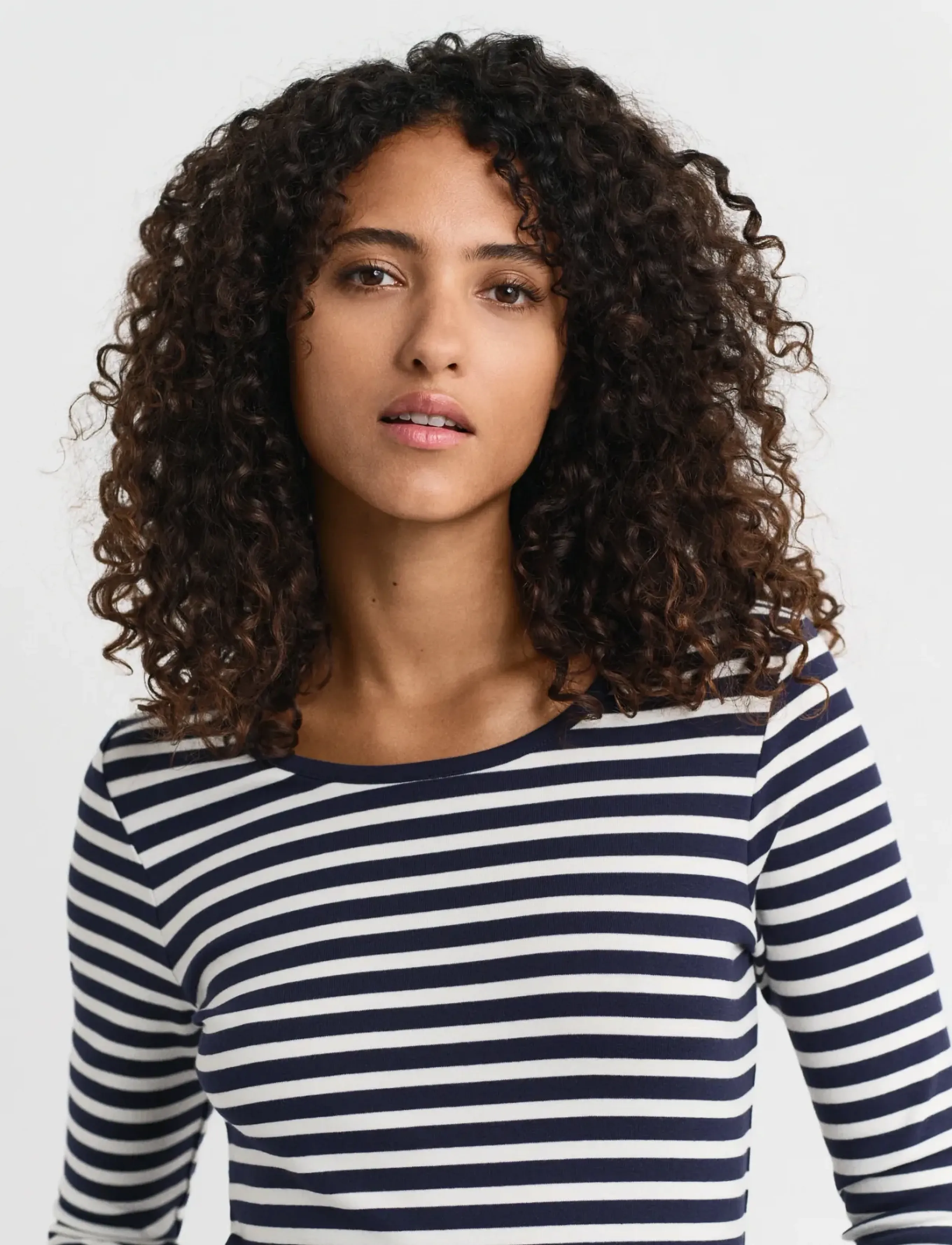 GANT - SLIM STRIPED RIBBED LS T-SHIRT - evening blue - 4