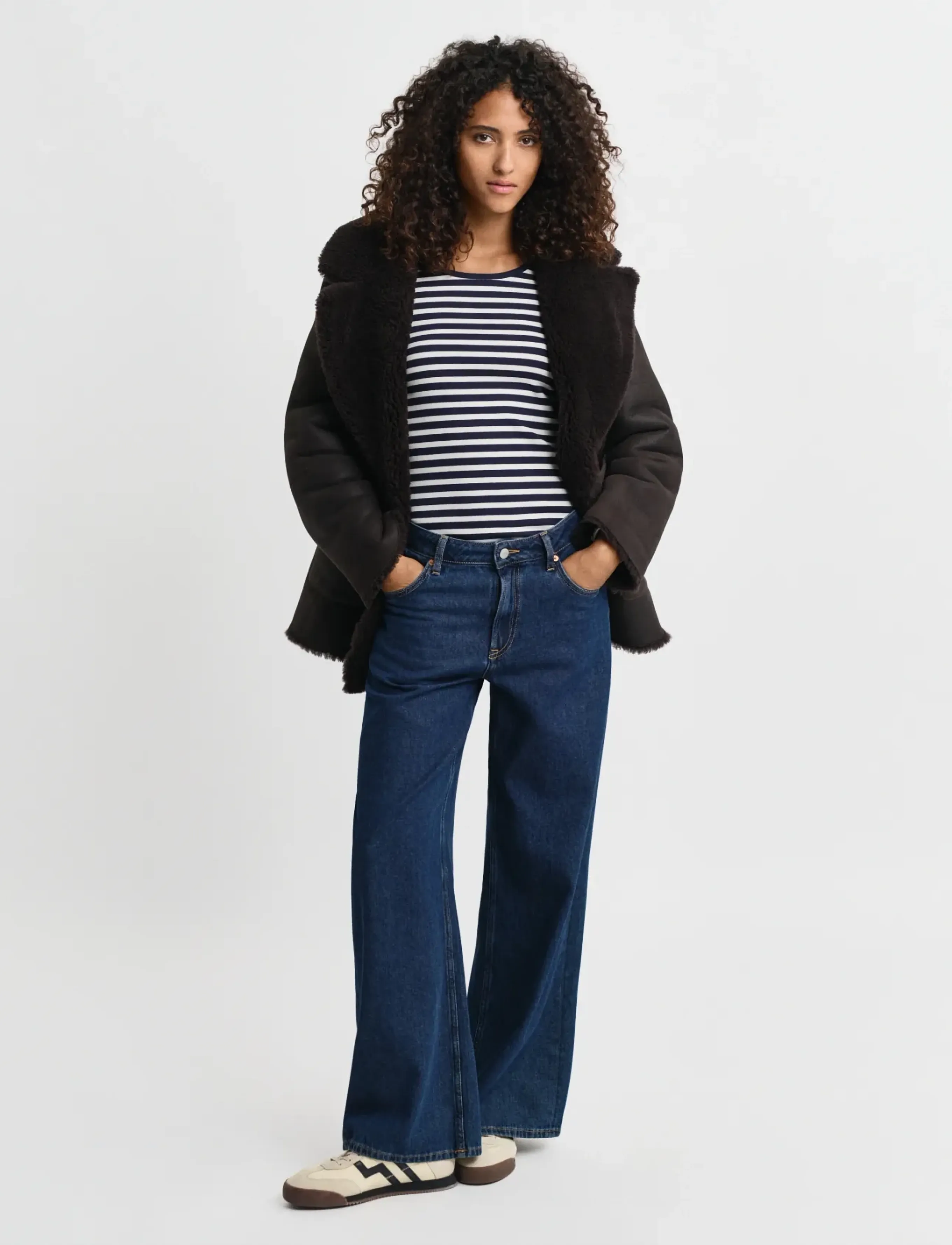 GANT - SLIM STRIPED RIBBED LS T-SHIRT - evening blue - 5