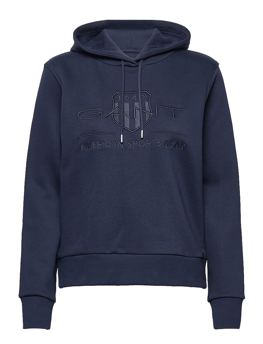Gant - REG TONAL SHIELD HOODIE - hoodies - evening blue - 1